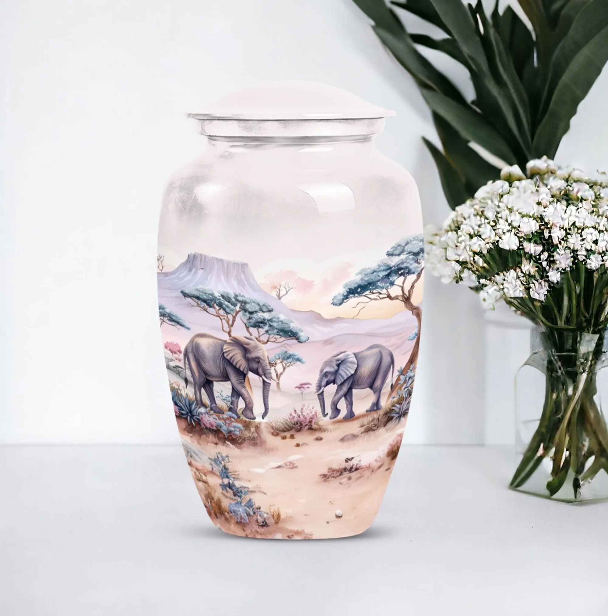 Elephant Urn:  Cremation Memorial Urn, Engraving Option Available