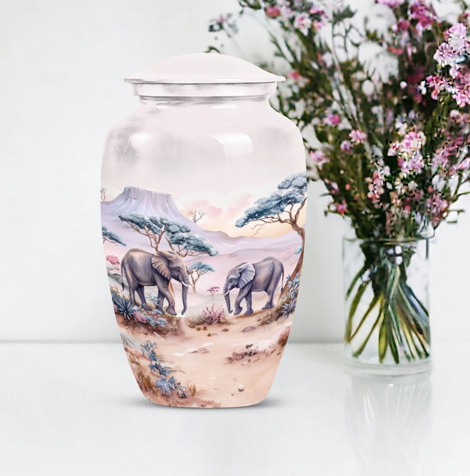 Elephant Urn:  Cremation Memorial Urn, Engraving Option Available