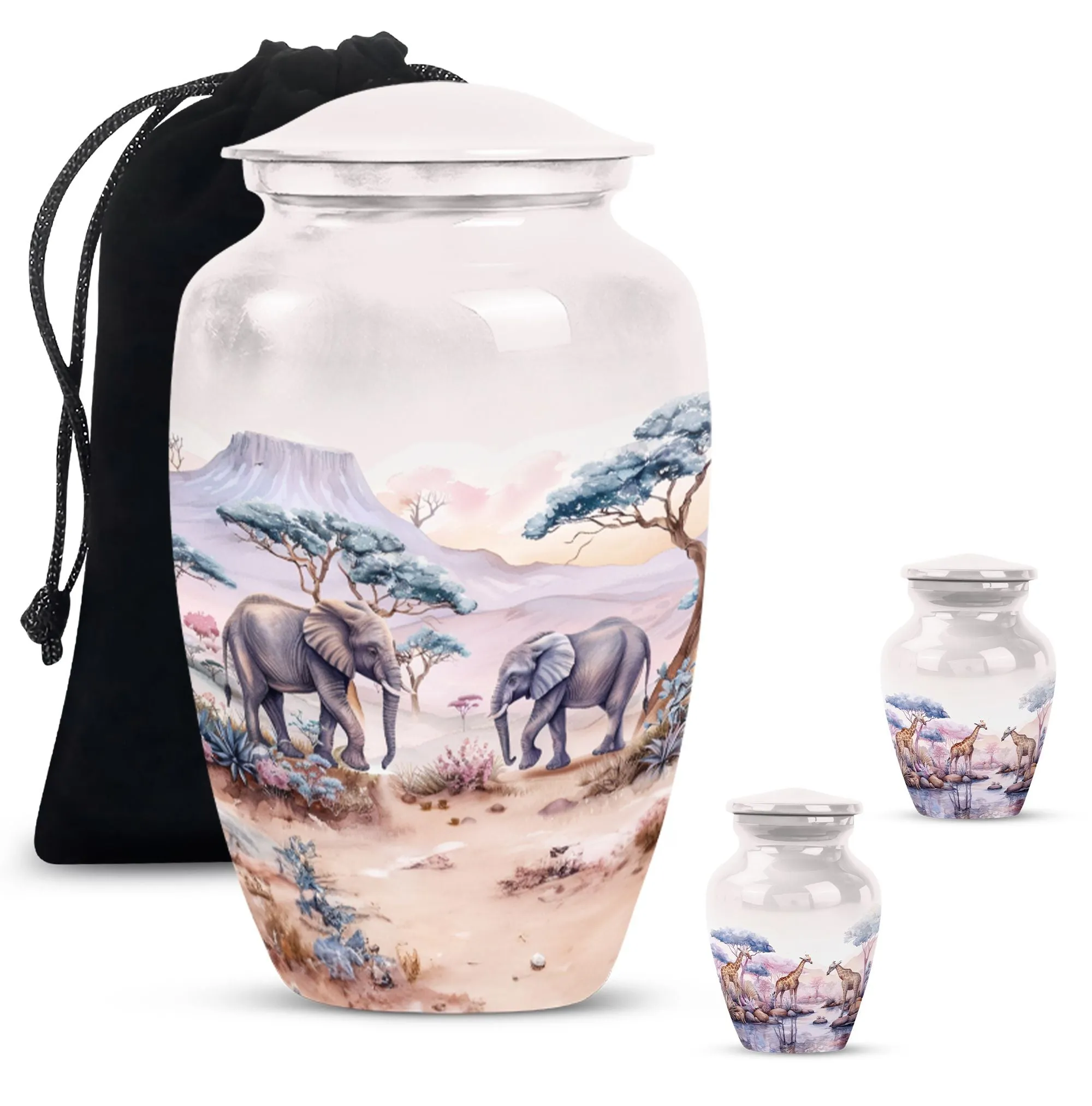 Elephant Urn:  Cremation Memorial Urn, Engraving Option Available