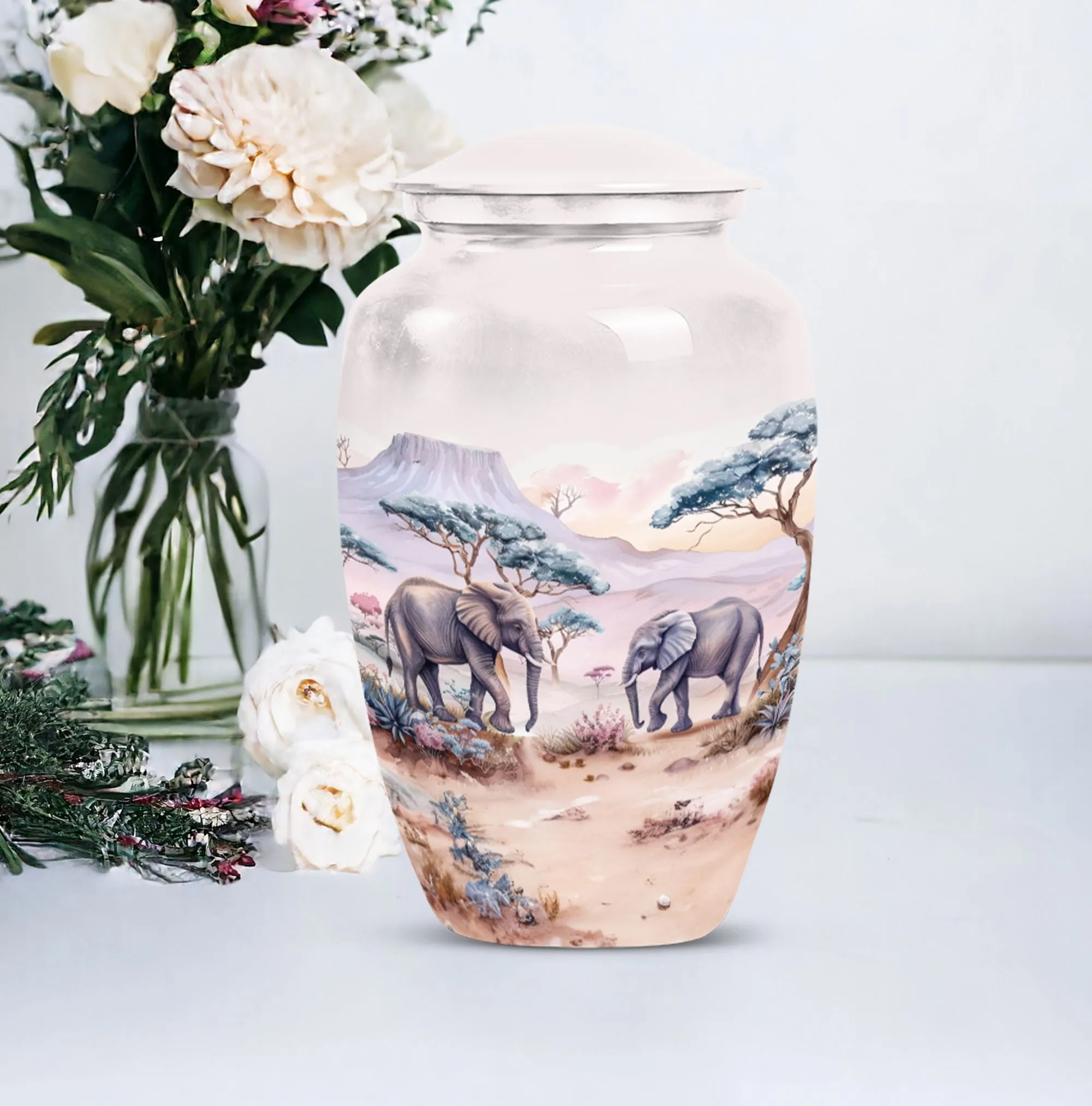 Elephant Urn:  Cremation Memorial Urn, Engraving Option Available