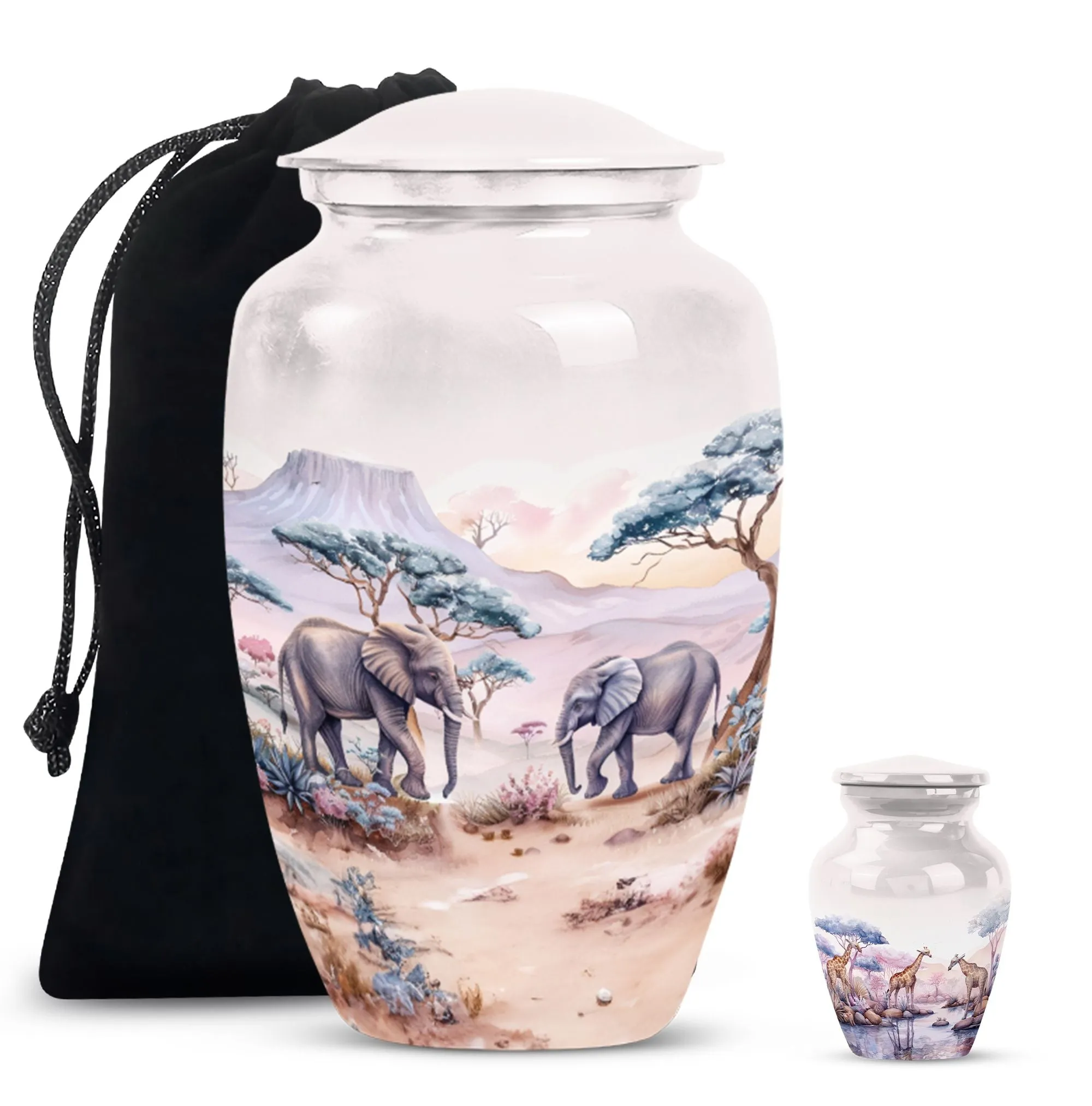 Elephant Urn:  Cremation Memorial Urn, Engraving Option Available