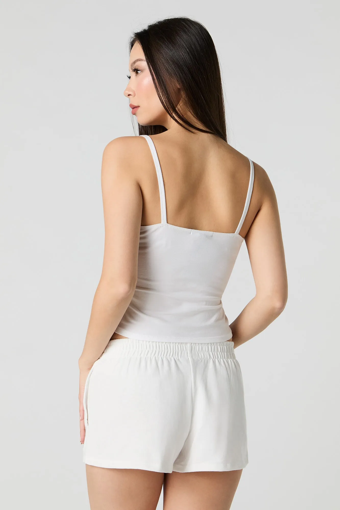 Embroidered Fleece Short