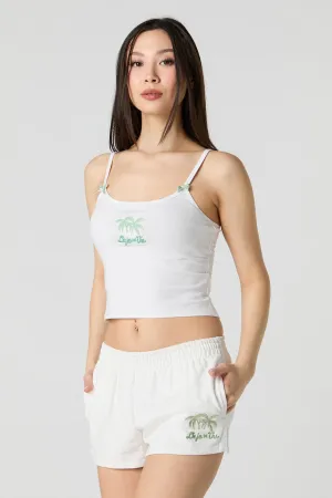 Embroidered Fleece Short