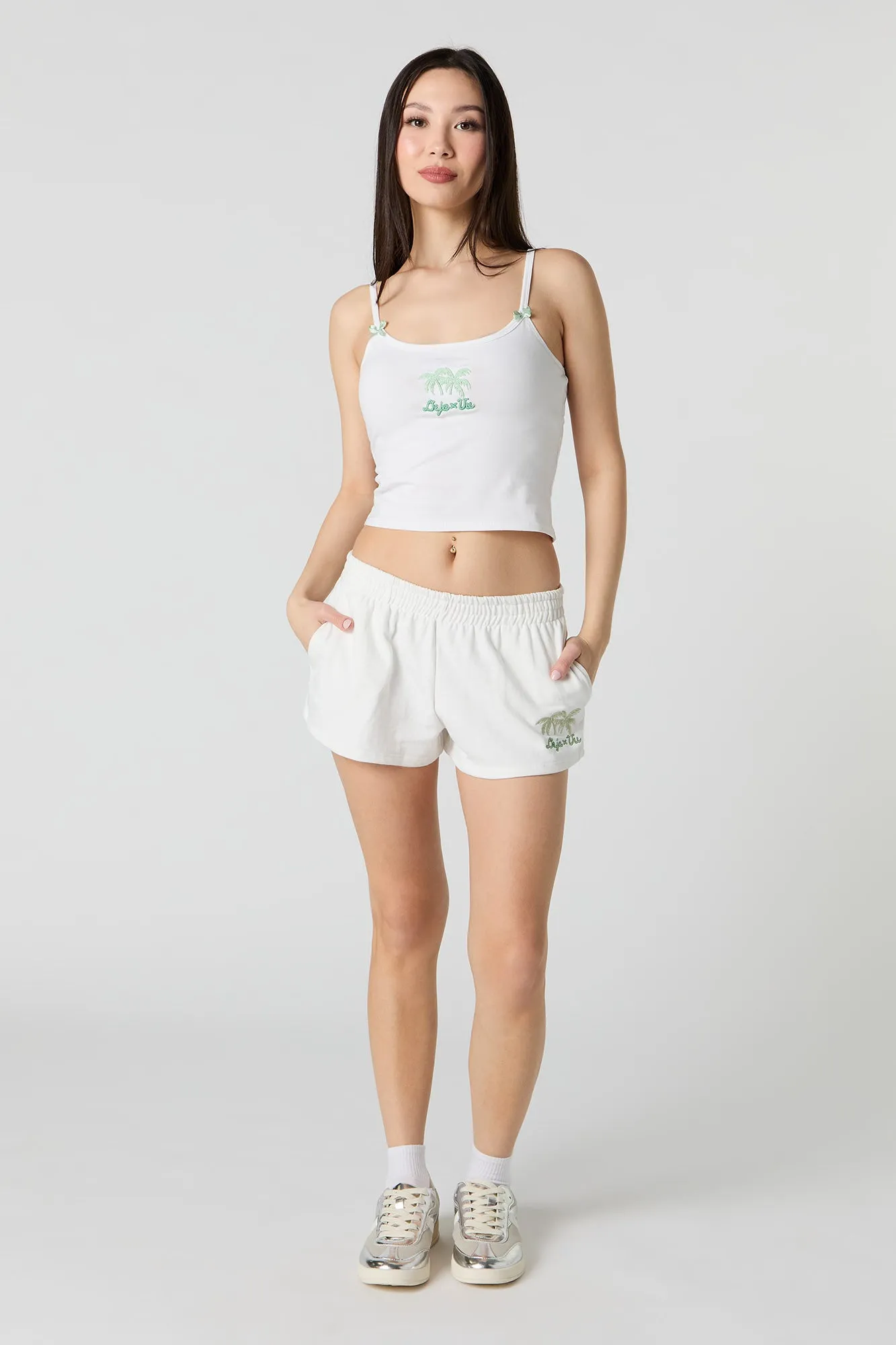 Embroidered Fleece Short