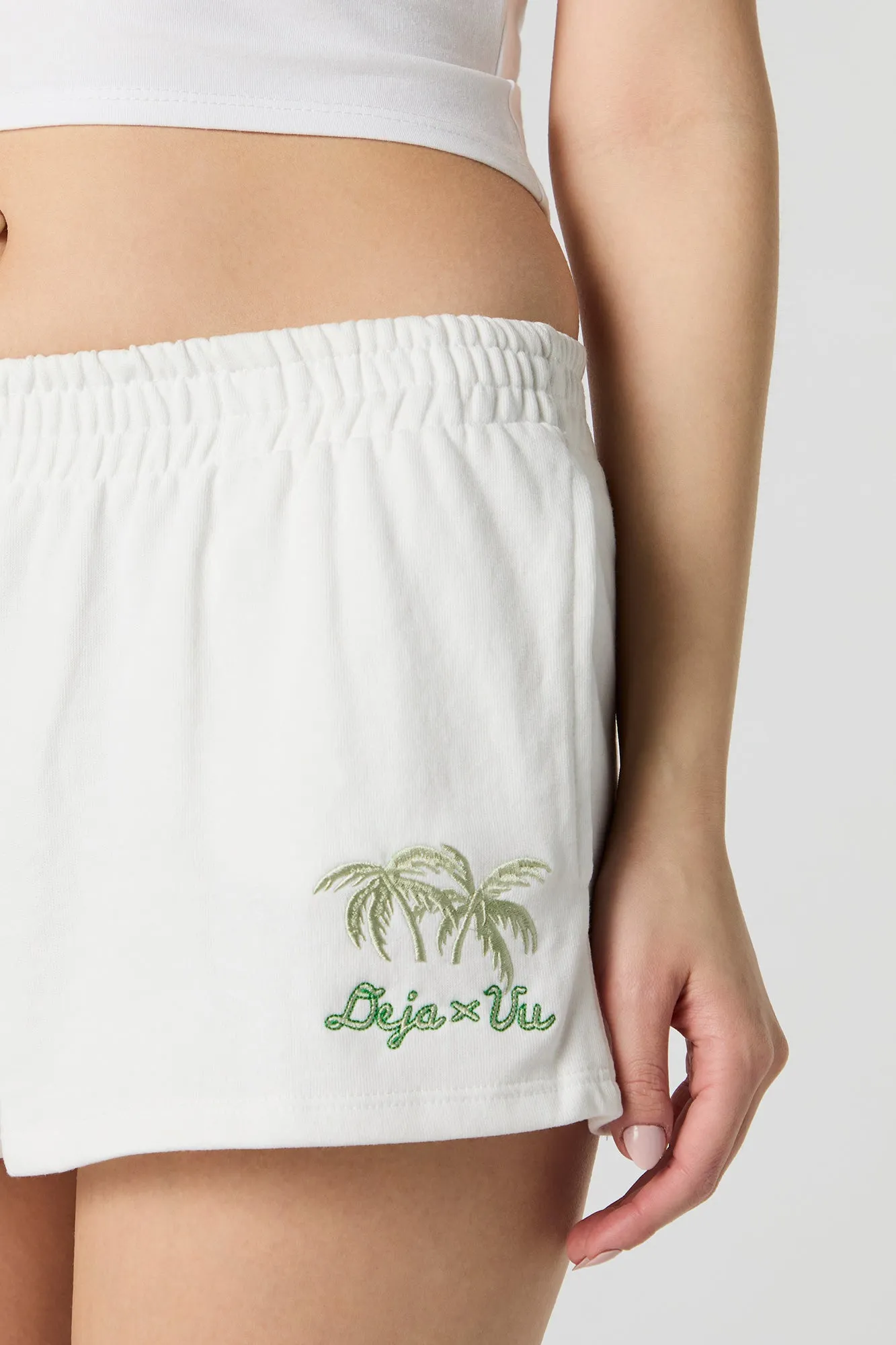 Embroidered Fleece Short