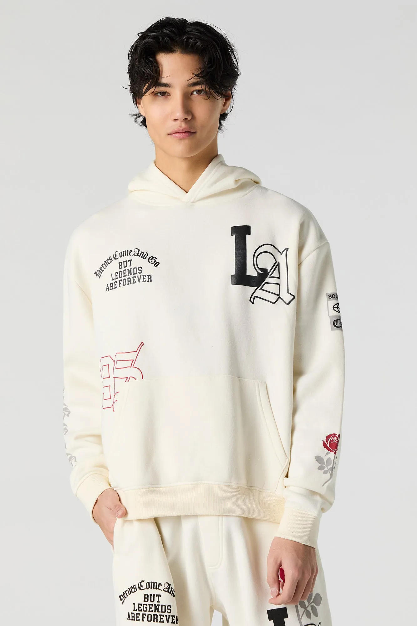 Embroidered Graphic Fleece Hoodie