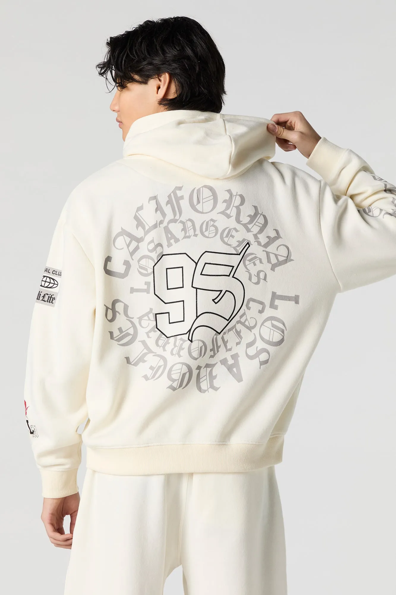 Embroidered Graphic Fleece Hoodie