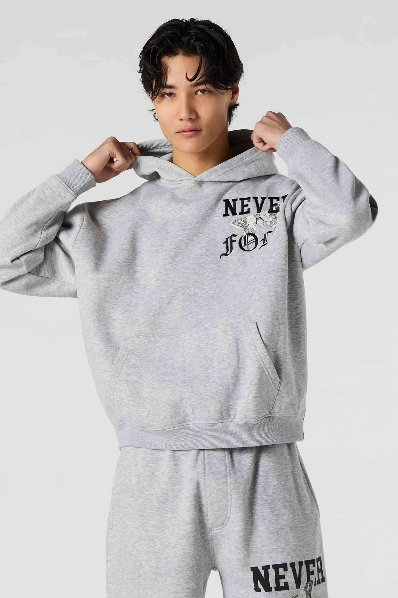 Embroidered Graphic Fleece Hoodie