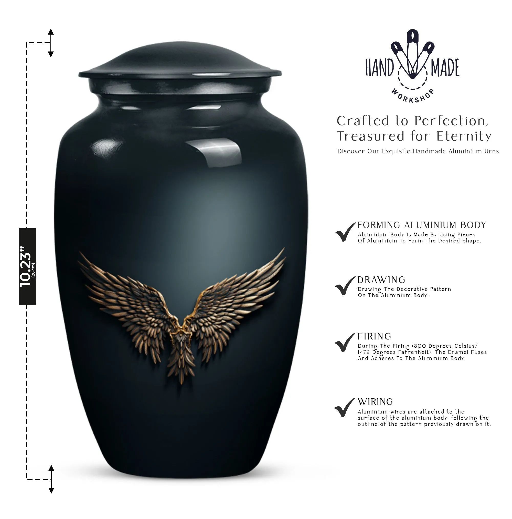 Eternal Peace - Wings Blue Beautiful Cremation Urn for Mom