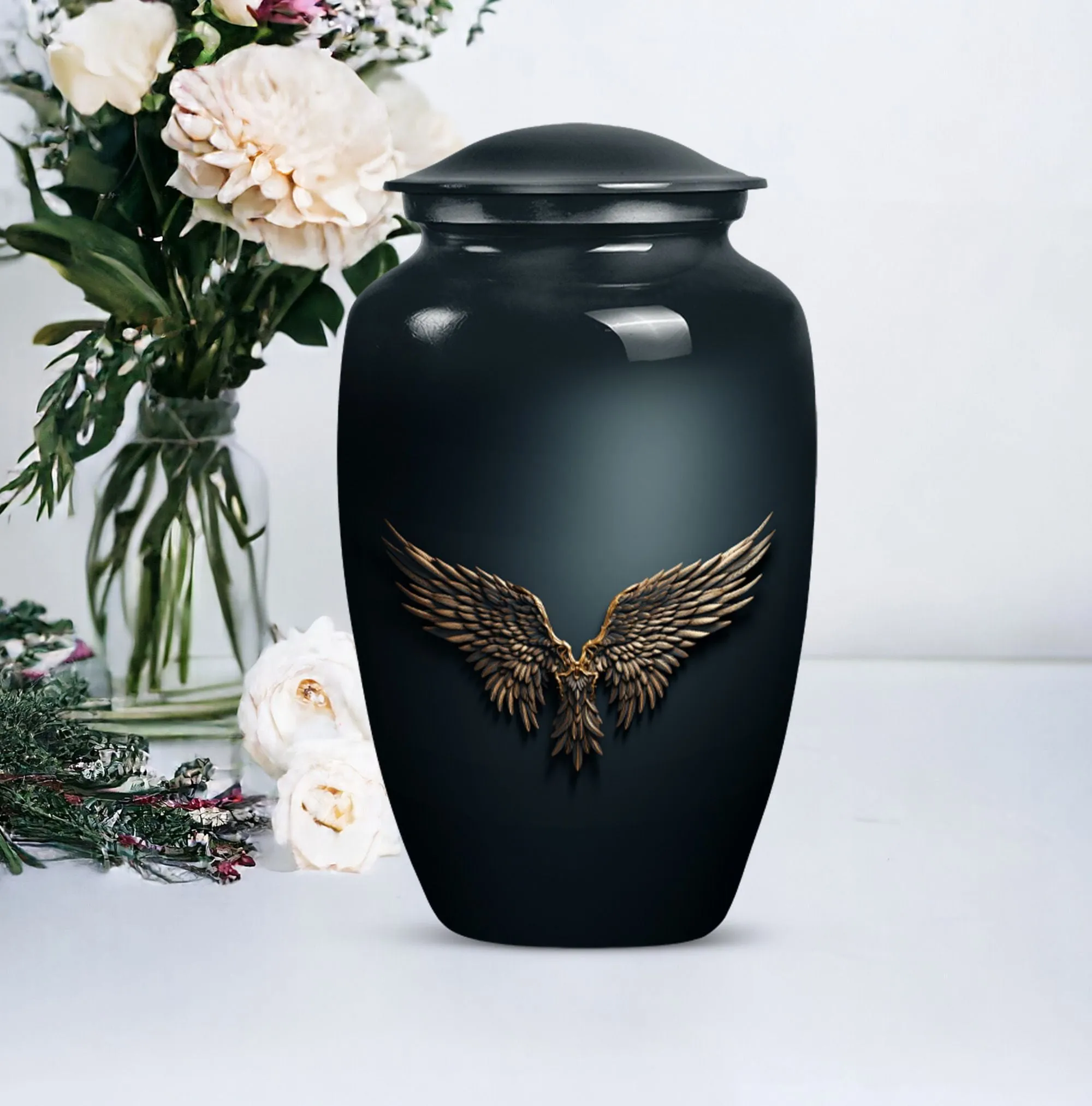 Eternal Peace - Wings Blue Beautiful Cremation Urn for Mom