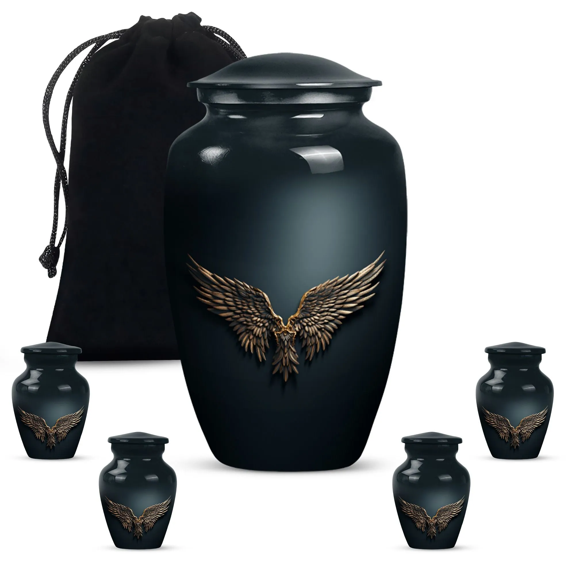 Eternal Peace - Wings Blue Beautiful Cremation Urn for Mom
