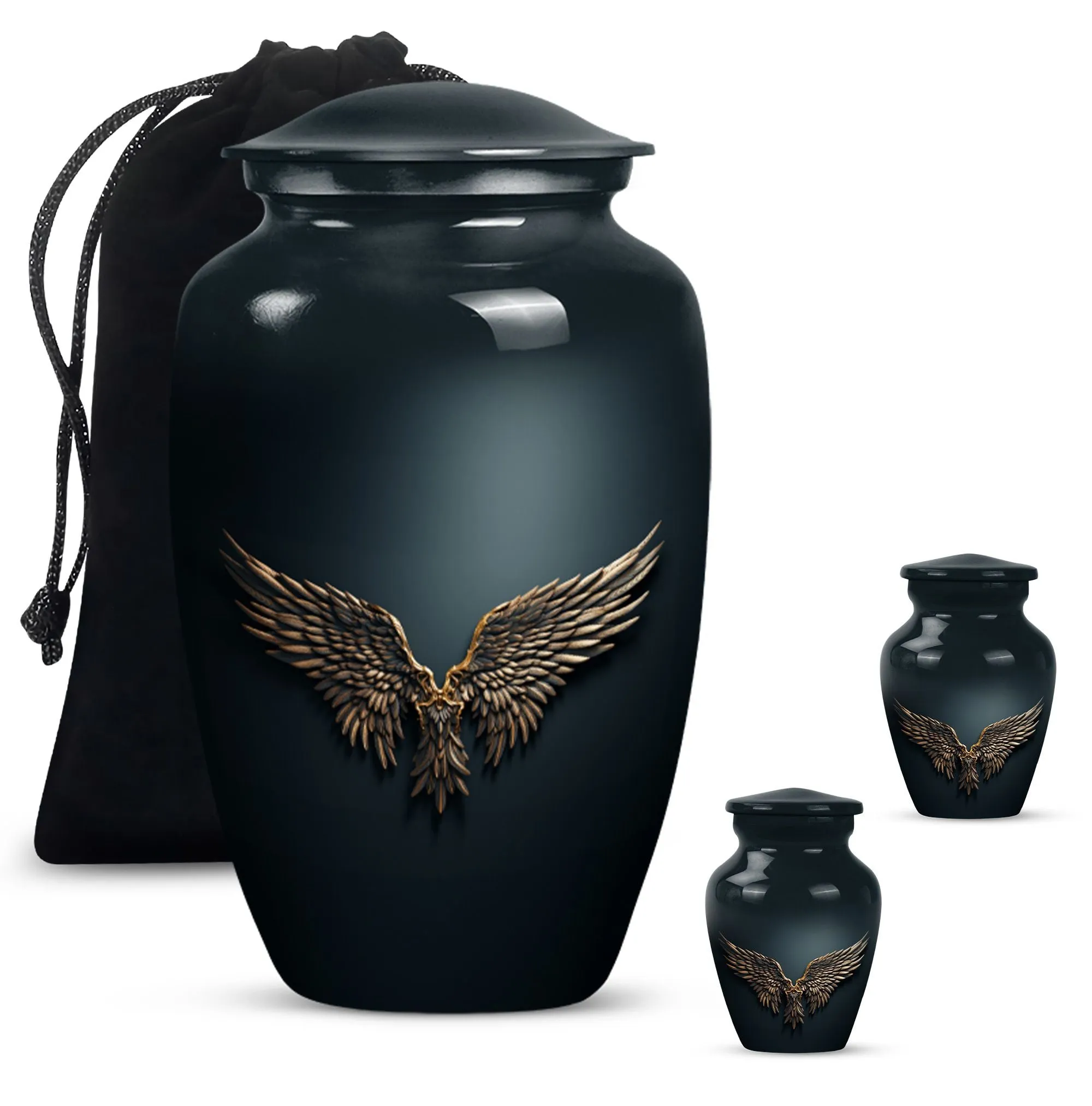 Eternal Peace - Wings Blue Beautiful Cremation Urn for Mom