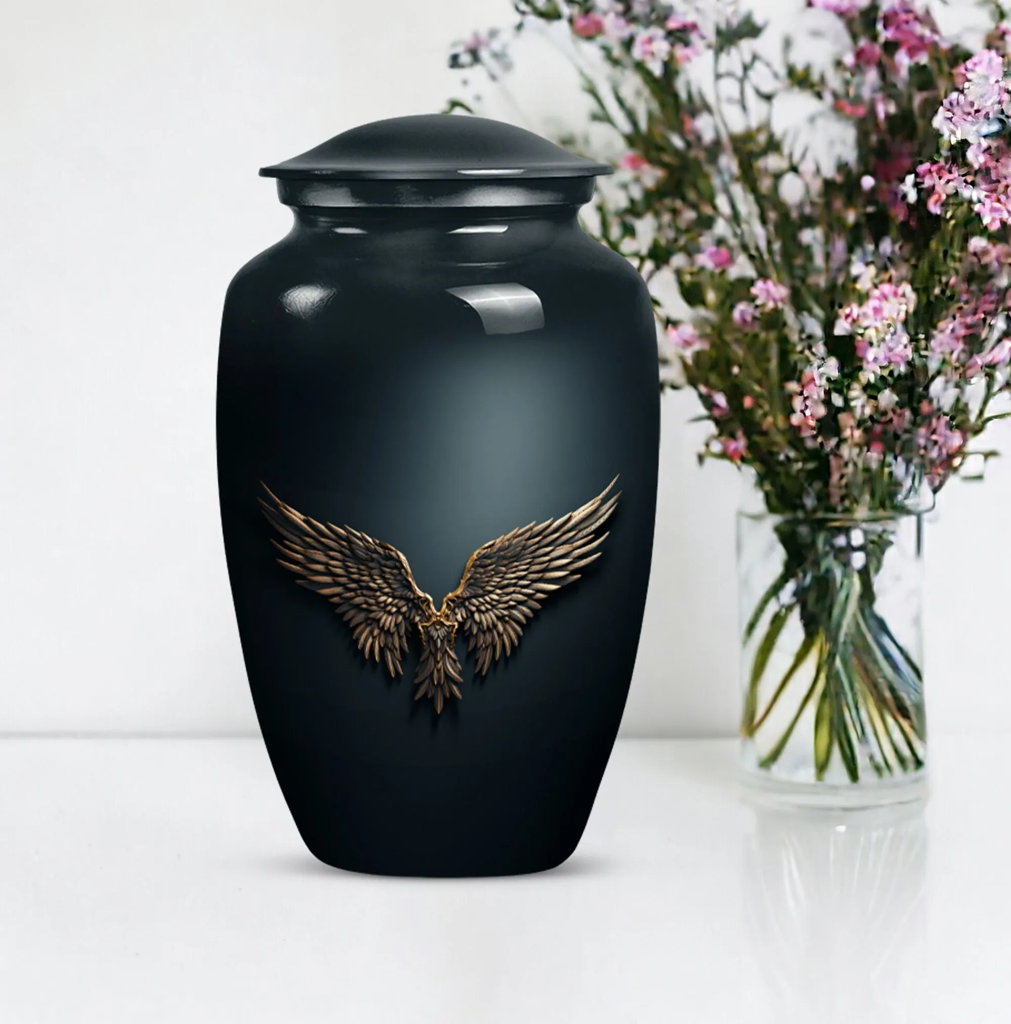 Eternal Peace - Wings Blue Beautiful Cremation Urn for Mom