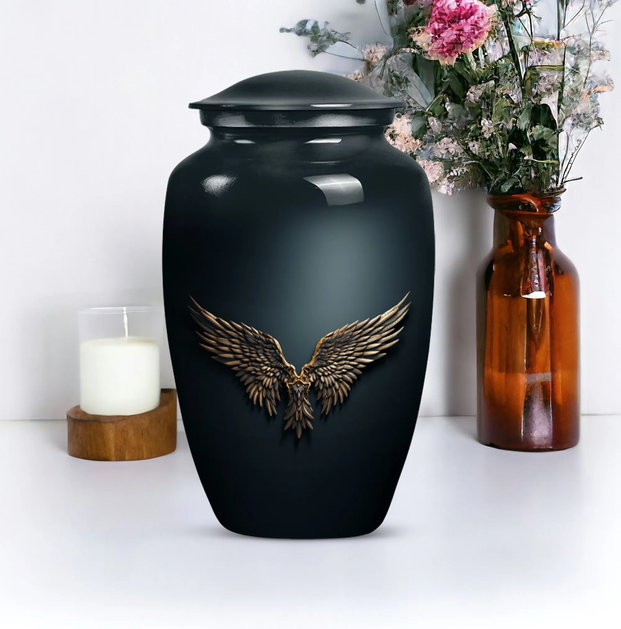 Eternal Peace - Wings Blue Beautiful Cremation Urn for Mom