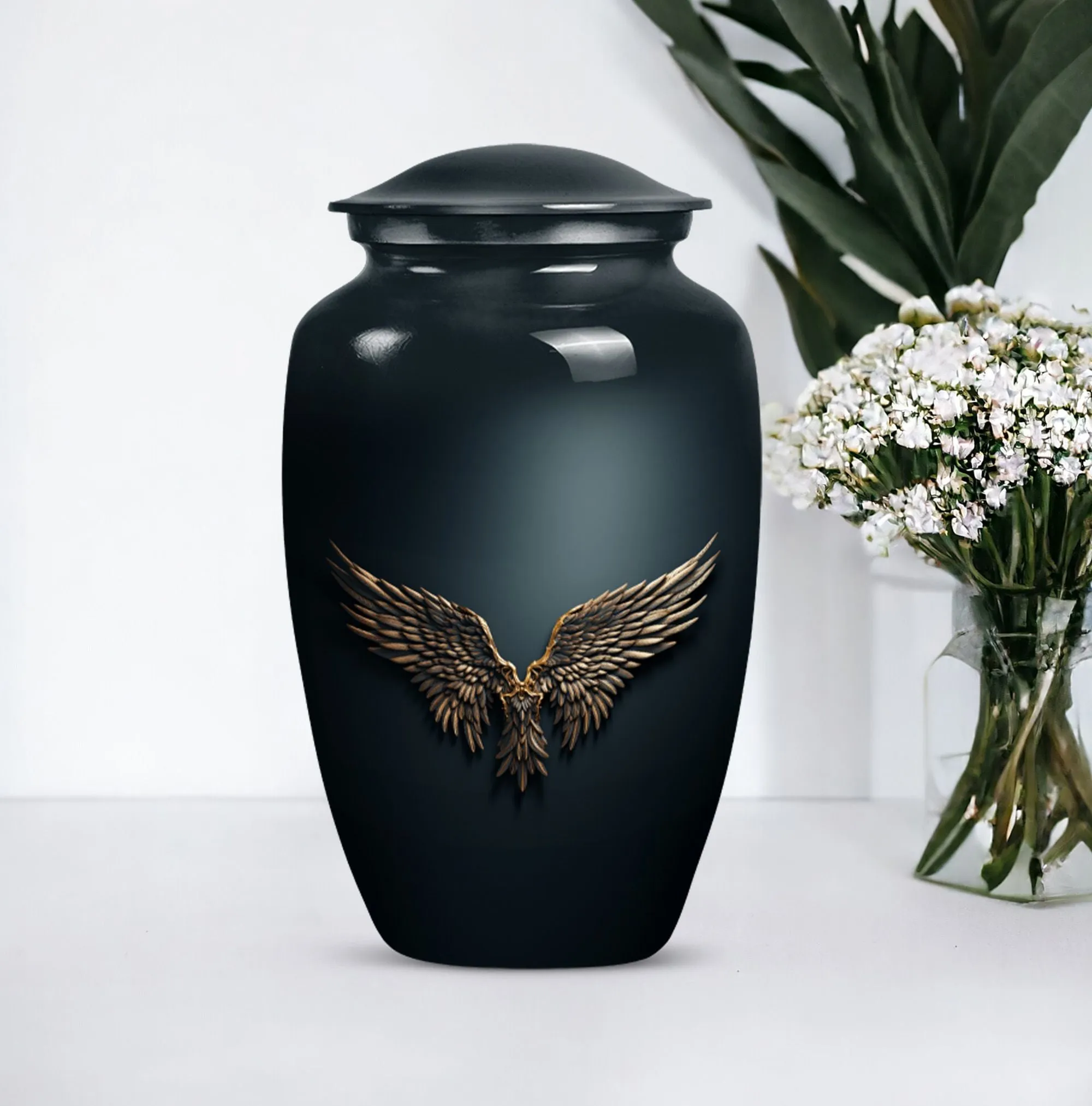 Eternal Peace - Wings Blue Beautiful Cremation Urn for Mom