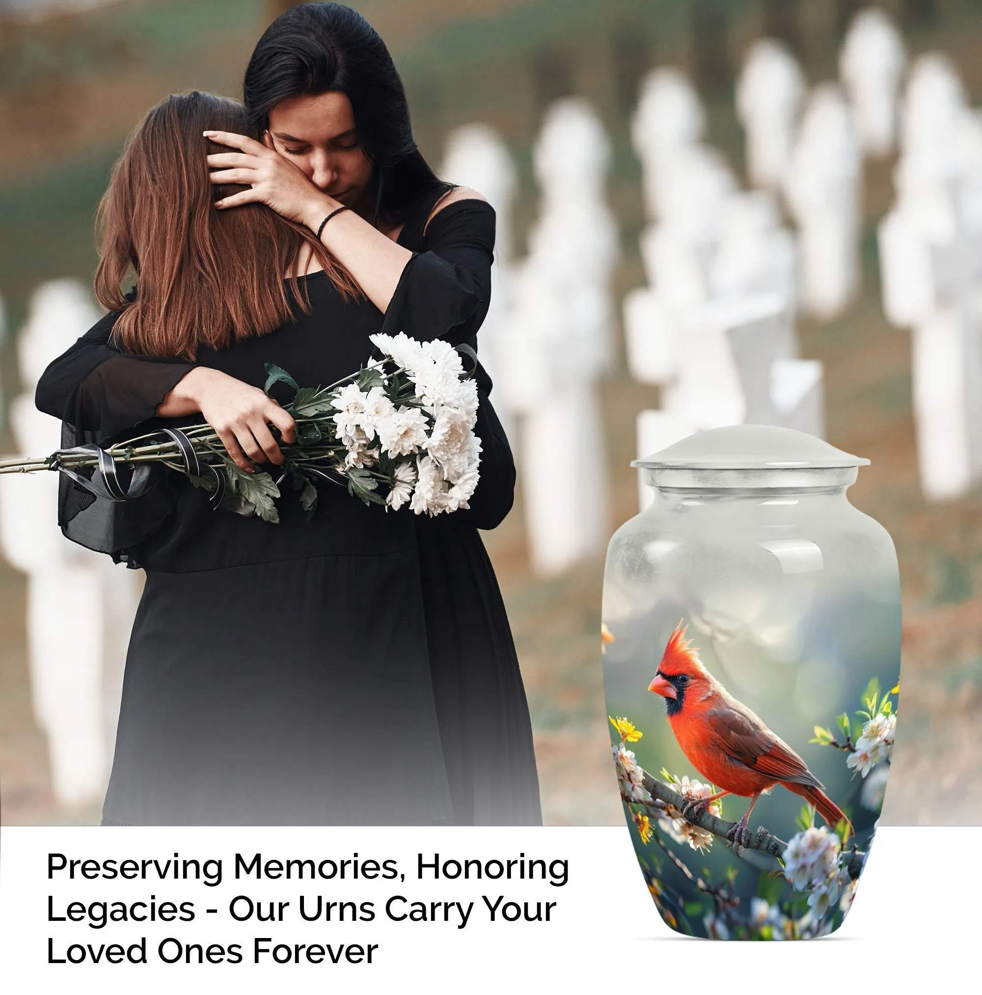 Eternal Rest Cardinal Bird Urn: Adult Human Ashes Memorial Keepsake