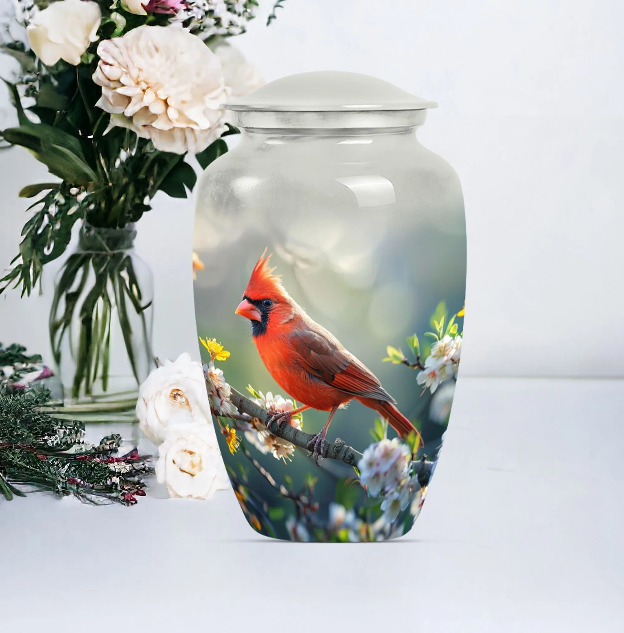 Eternal Rest Cardinal Bird Urn: Adult Human Ashes Memorial Keepsake