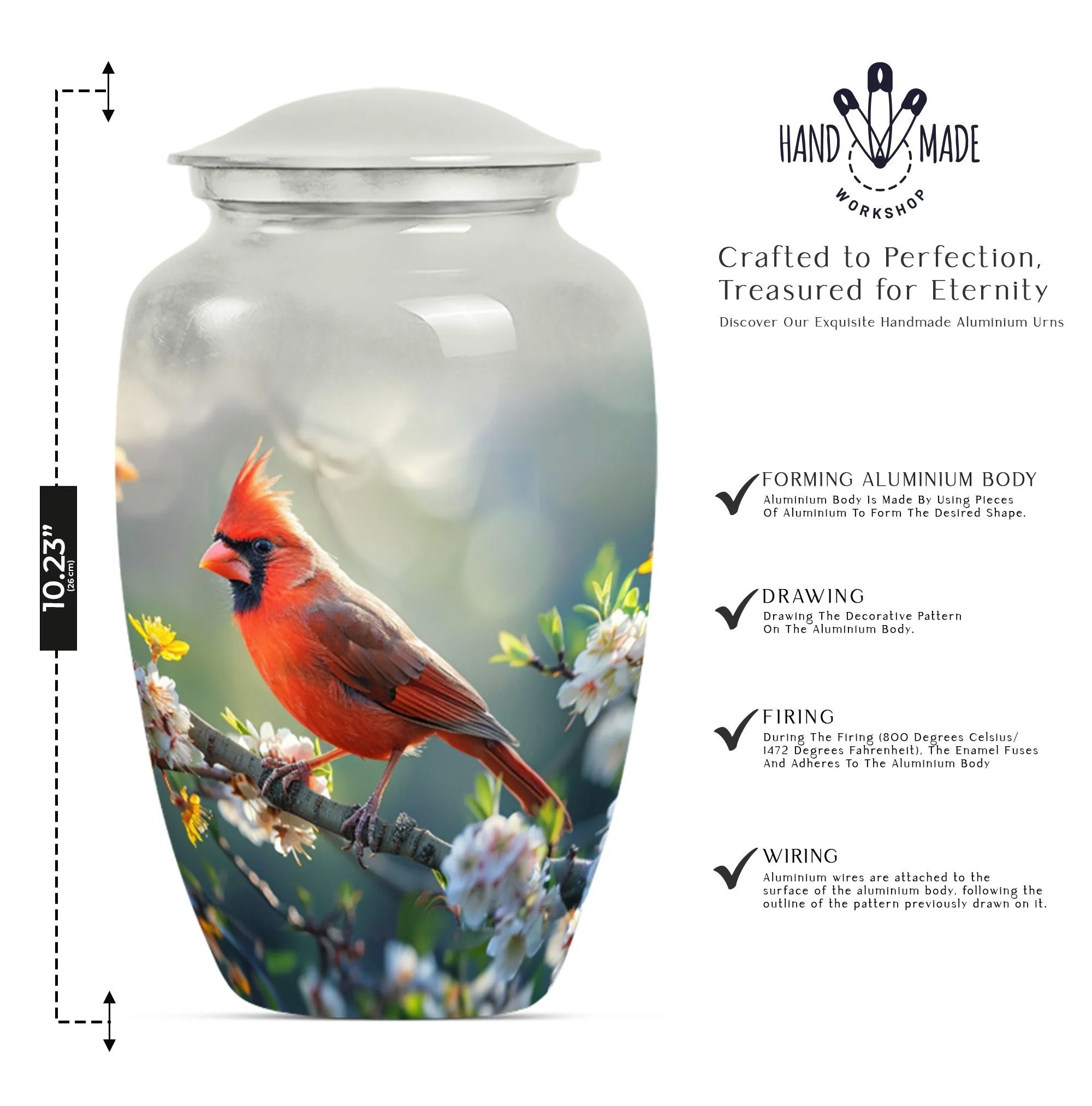 Eternal Rest Cardinal Bird Urn: Adult Human Ashes Memorial Keepsake