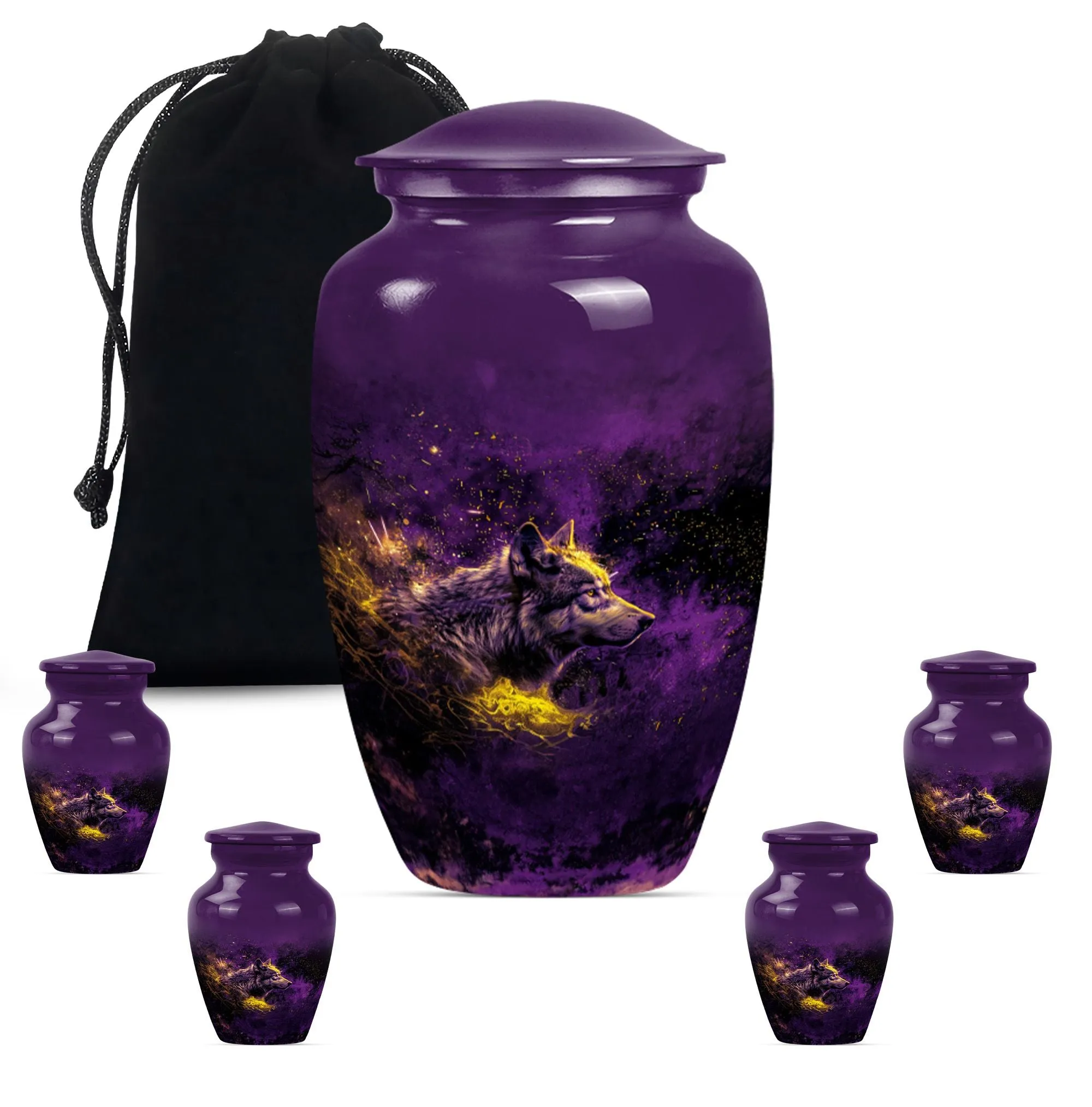 Eternal Rest - Wolf Urn for Human Ashes, Large Cremation Tribute
