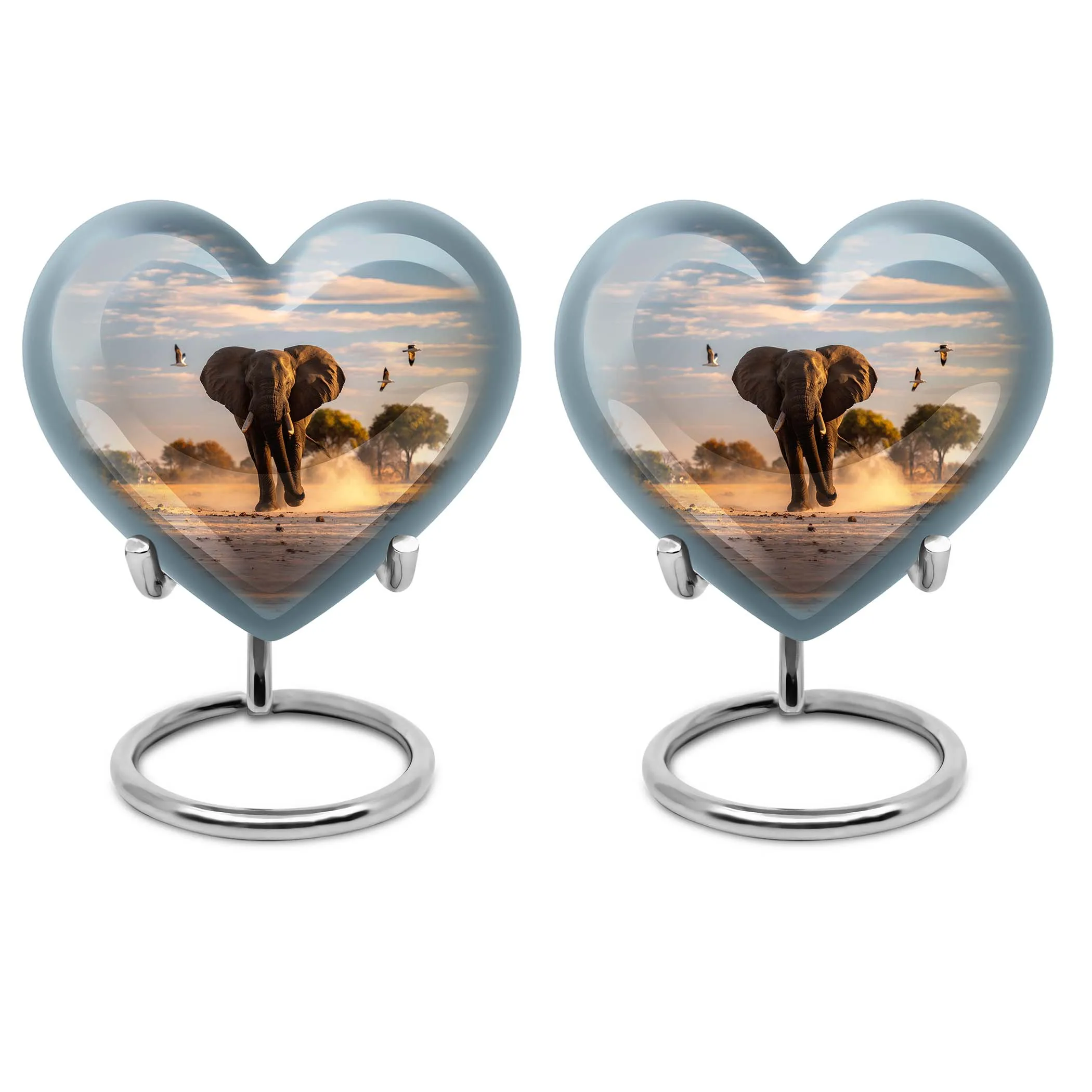 Eternal Serenity Elephant Memorial Ash Urn - Butterfly Themed Heart Cremation Urn