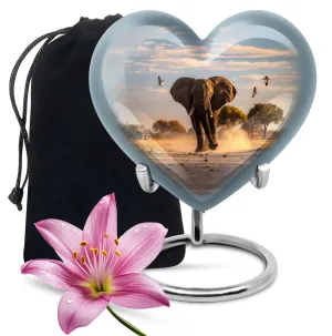Eternal Serenity Elephant Memorial Ash Urn - Butterfly Themed Heart Cremation Urn