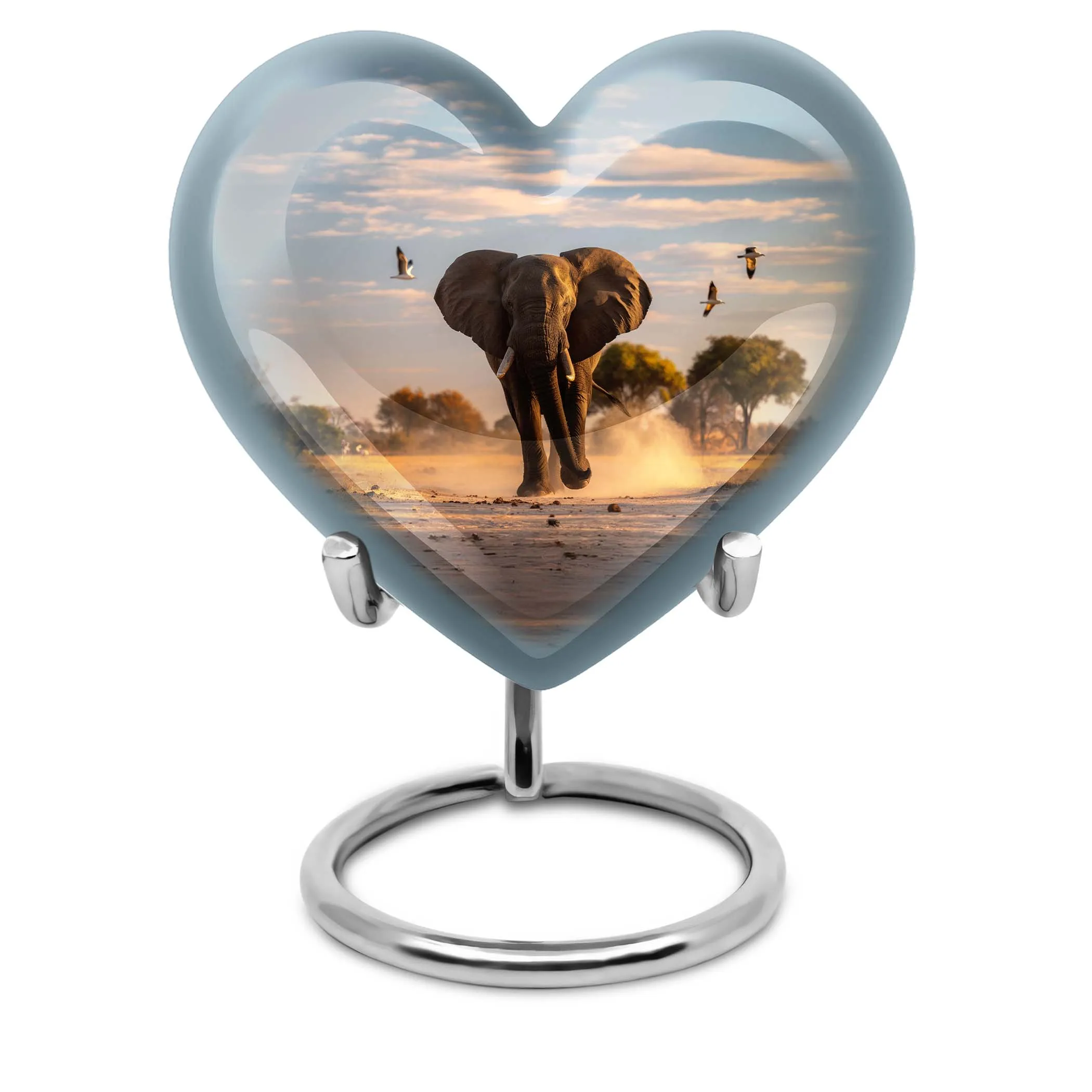 Eternal Serenity Elephant Memorial Ash Urn - Butterfly Themed Heart Cremation Urn