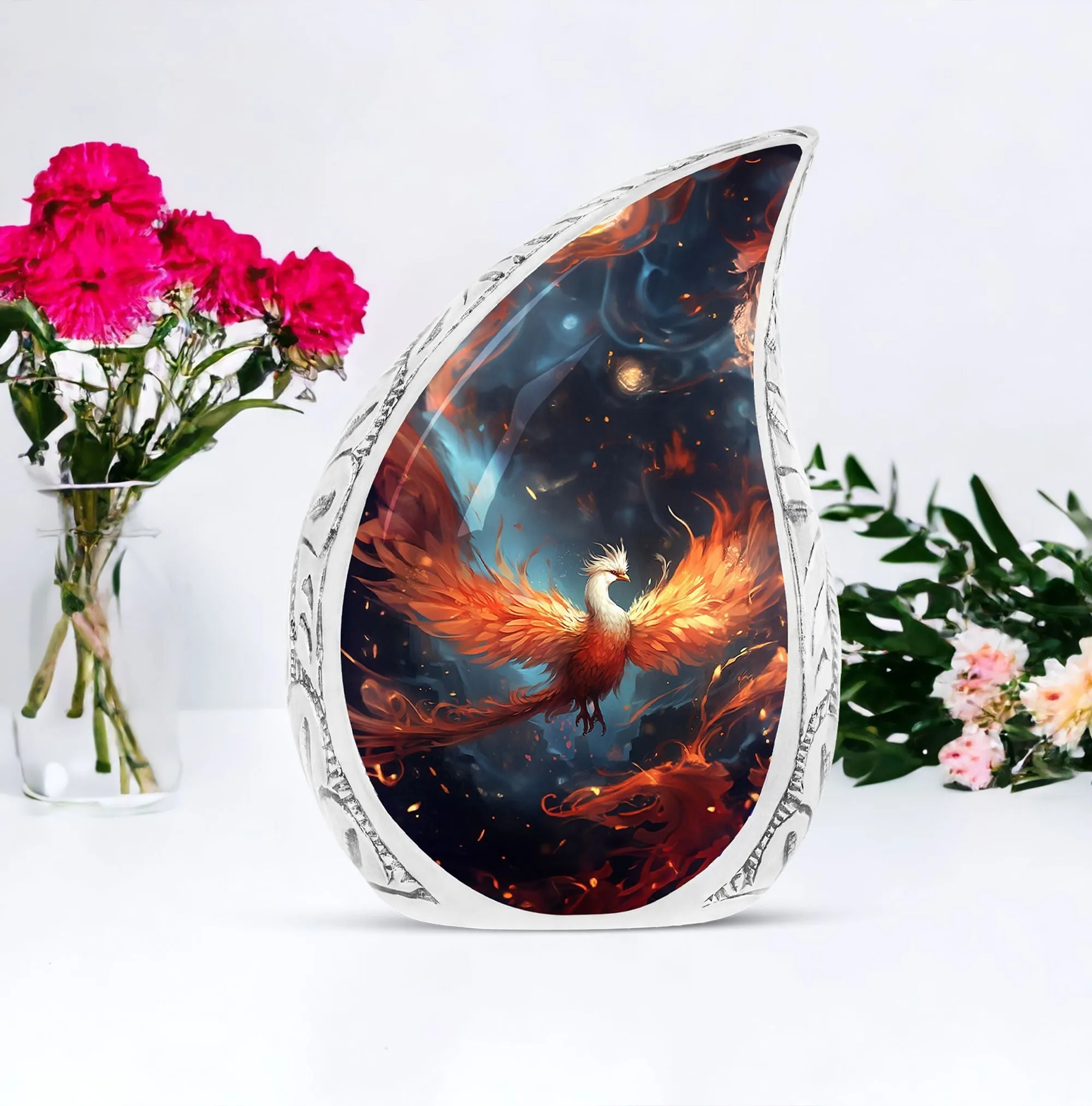 Eternally Memorized White Phoenix Cremation Urn For Ashes