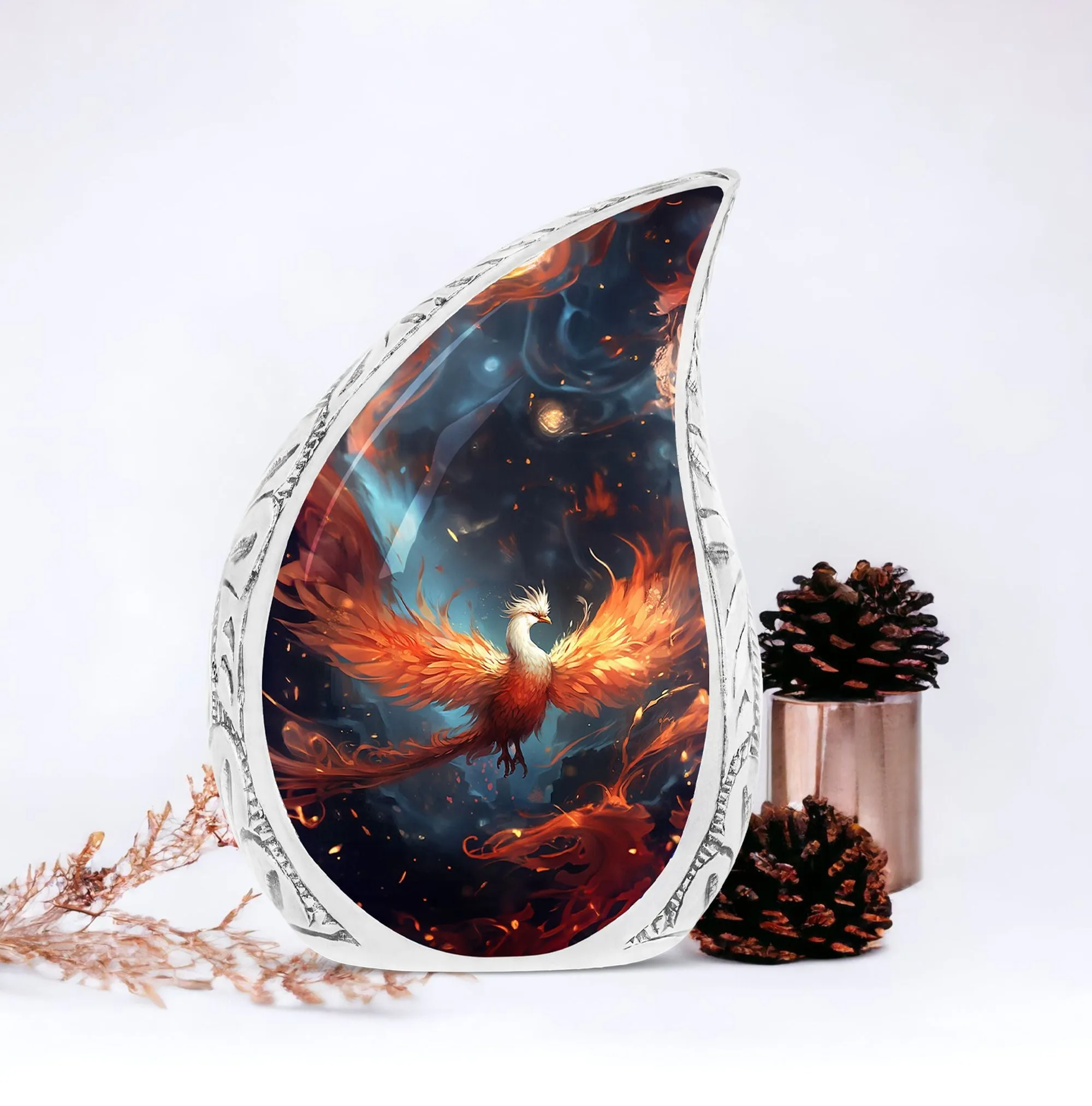 Eternally Memorized White Phoenix Cremation Urn For Ashes