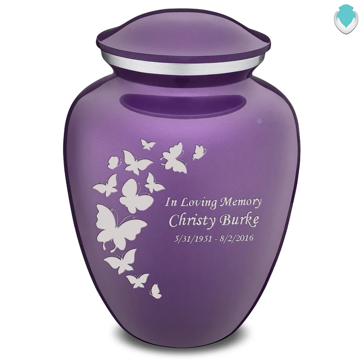 Extra Large Embrace Purple Butterfly Cremation Urn for Ashes