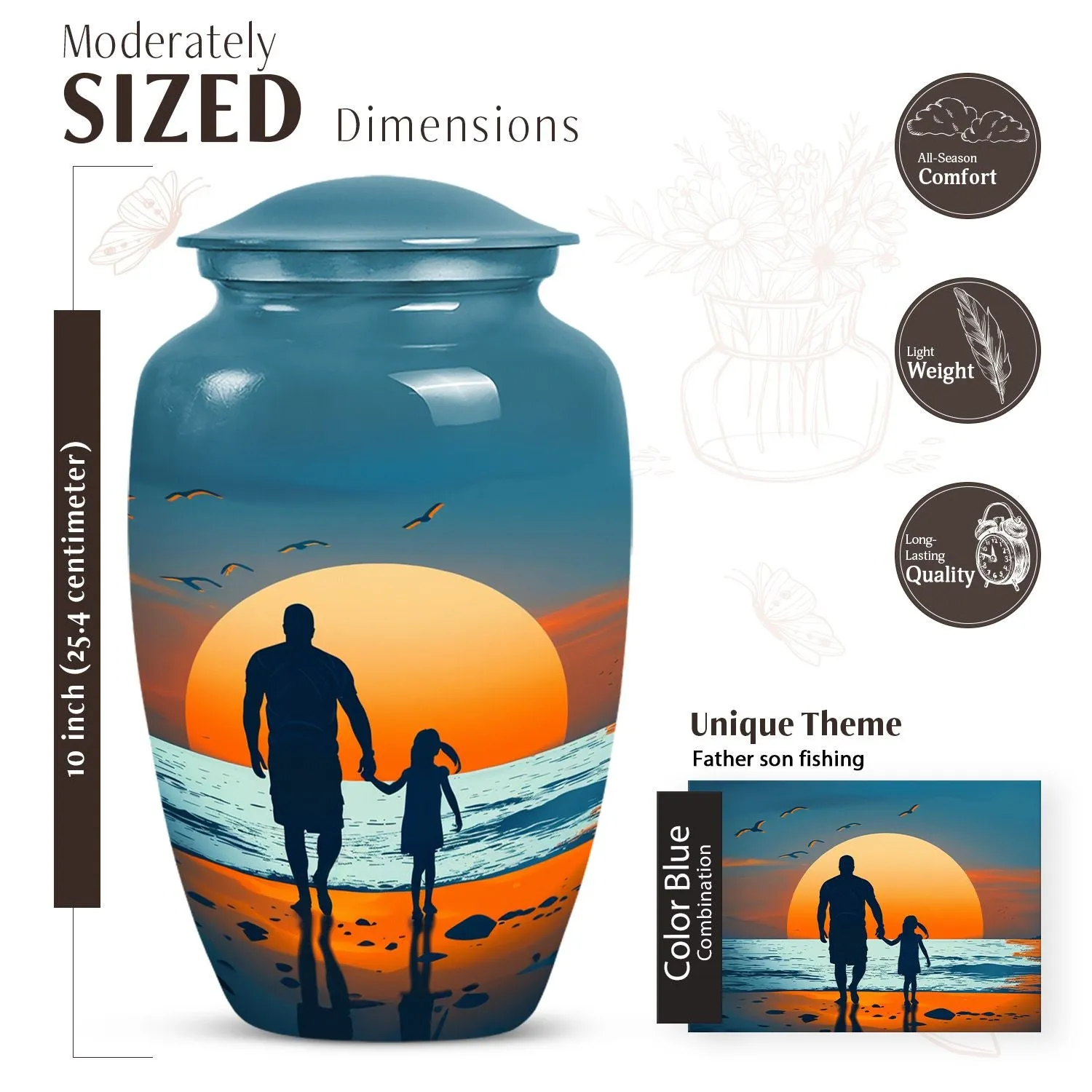 Father-Son Lakeside Reverie - Memorial & Cremation Urn for Men