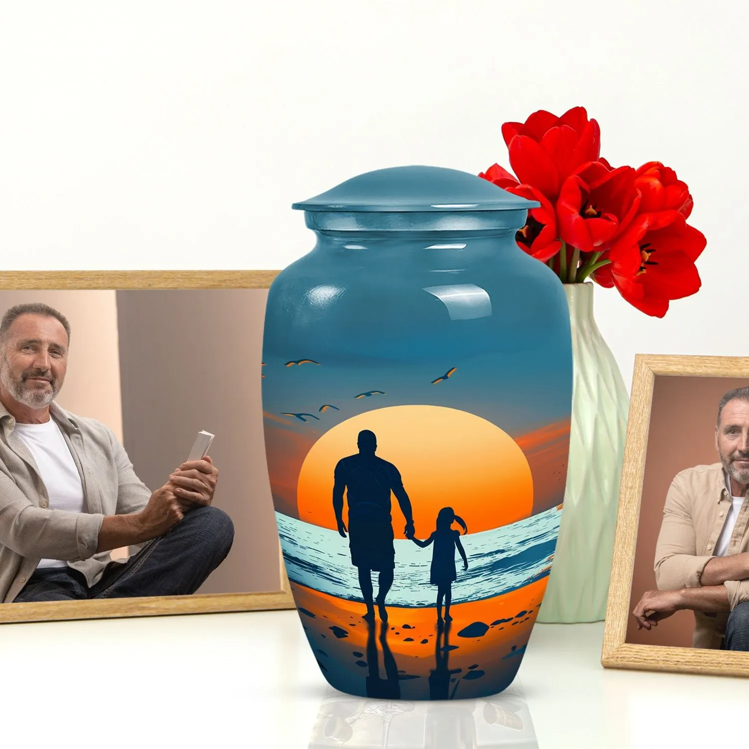 Father-Son Lakeside Reverie - Memorial & Cremation Urn for Men