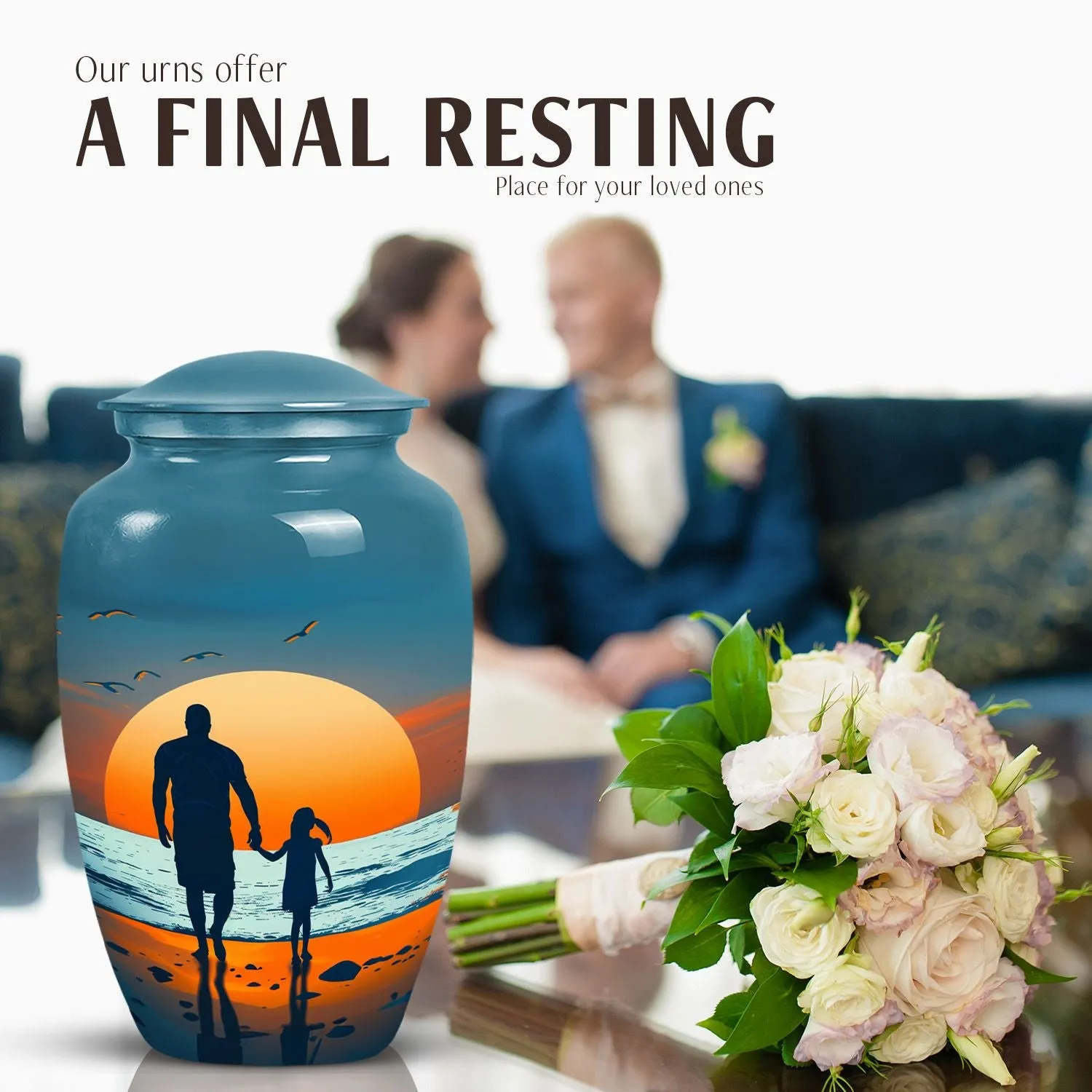 Father-Son Lakeside Reverie - Memorial & Cremation Urn for Men