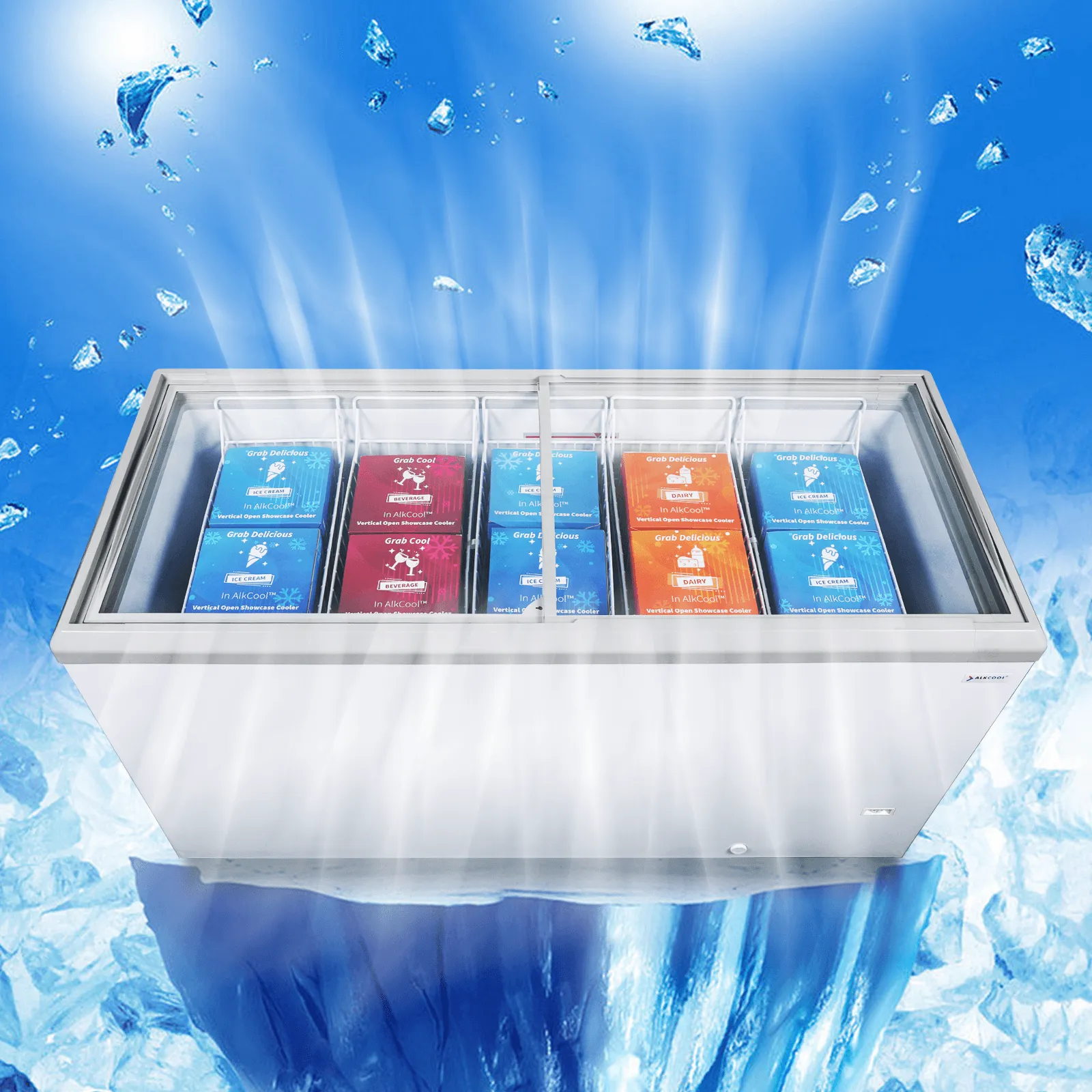 FDF20CF 61'' Width Horizontal Display Island Freezer - Nafcool™ Commercial Freezer Icecream, frozen food, Ice bag and Gelato