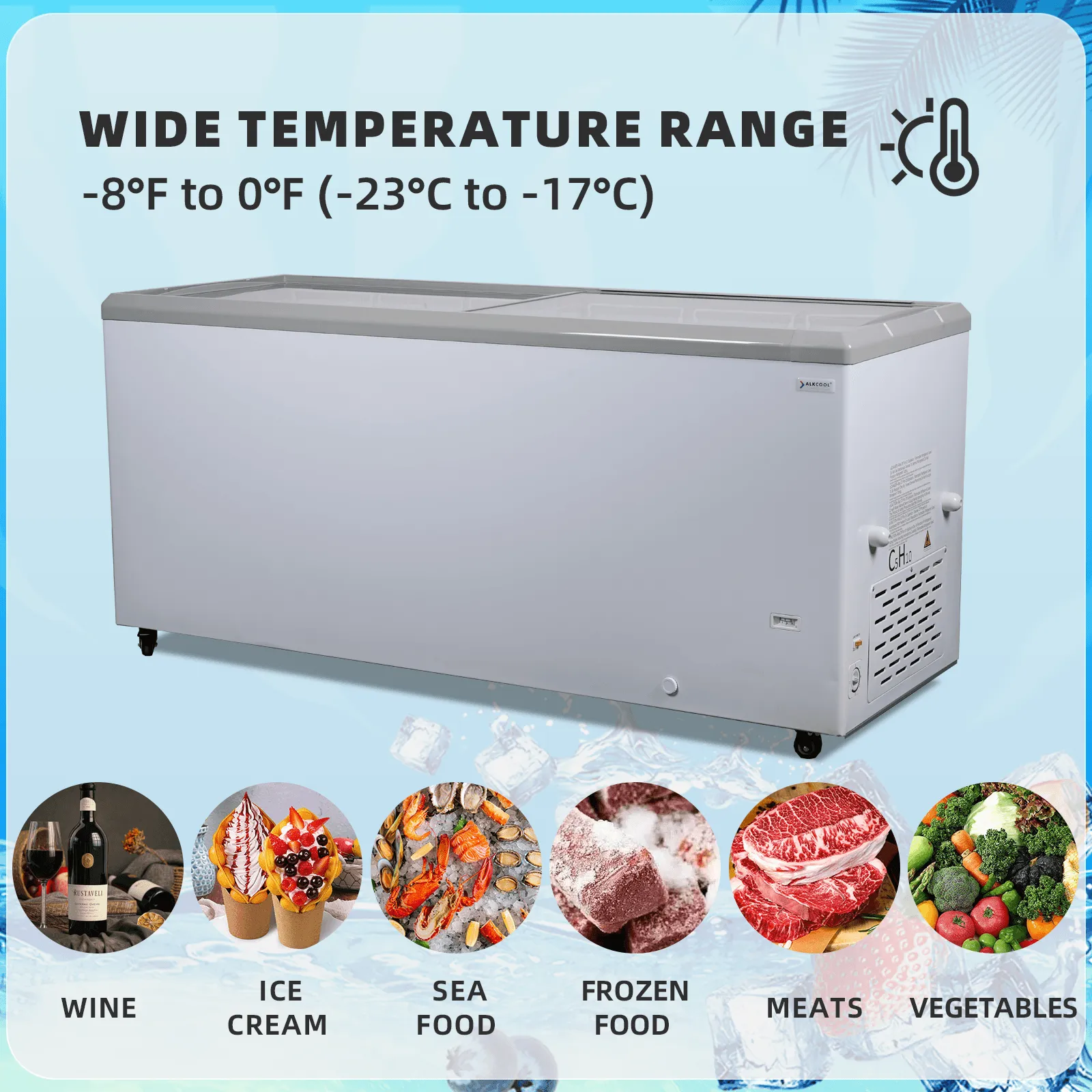 FDF20CF 61'' Width Horizontal Display Island Freezer - Nafcool™ Commercial Freezer Icecream, frozen food, Ice bag and Gelato