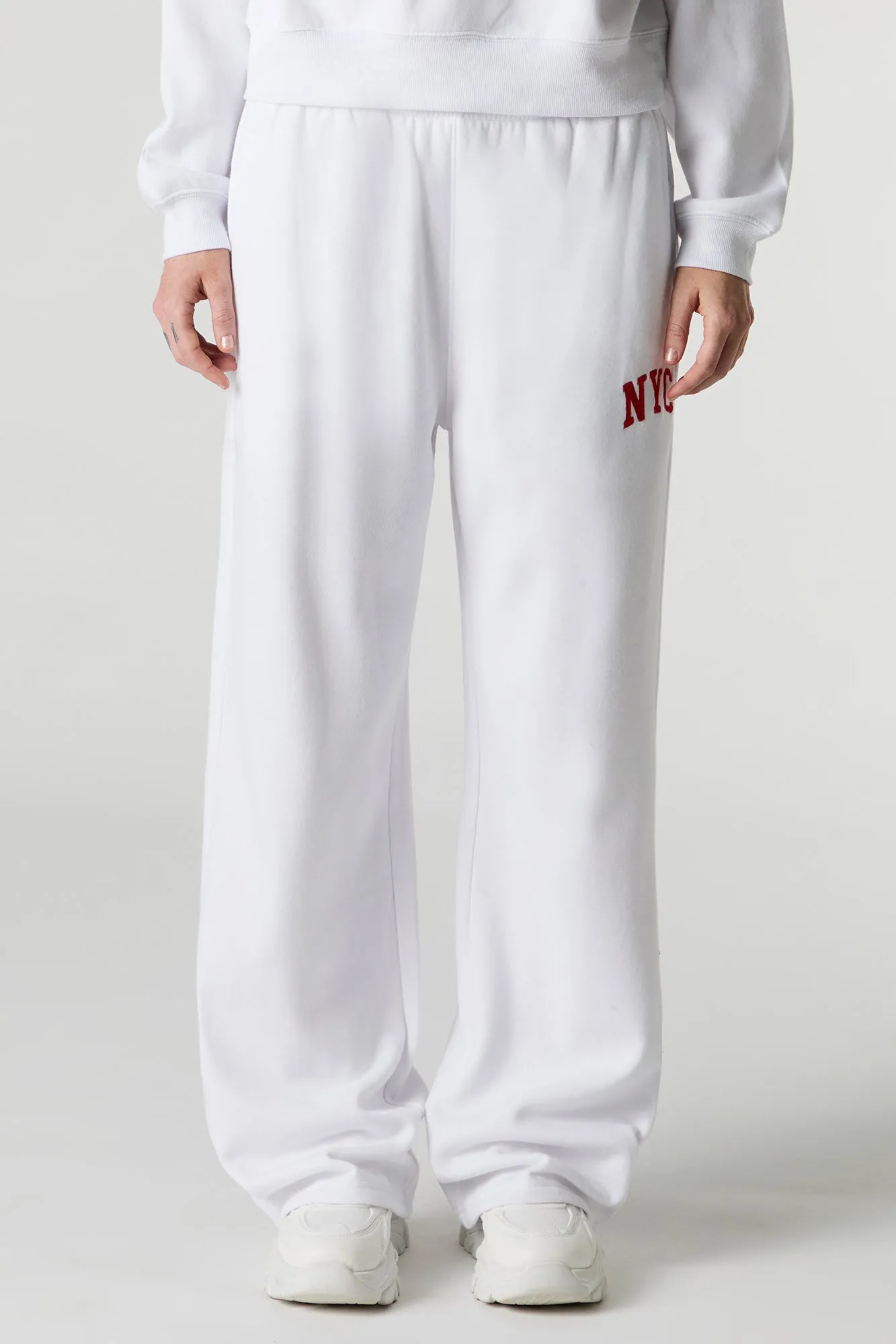 Fleece Varsity Wide Leg Sweatpant