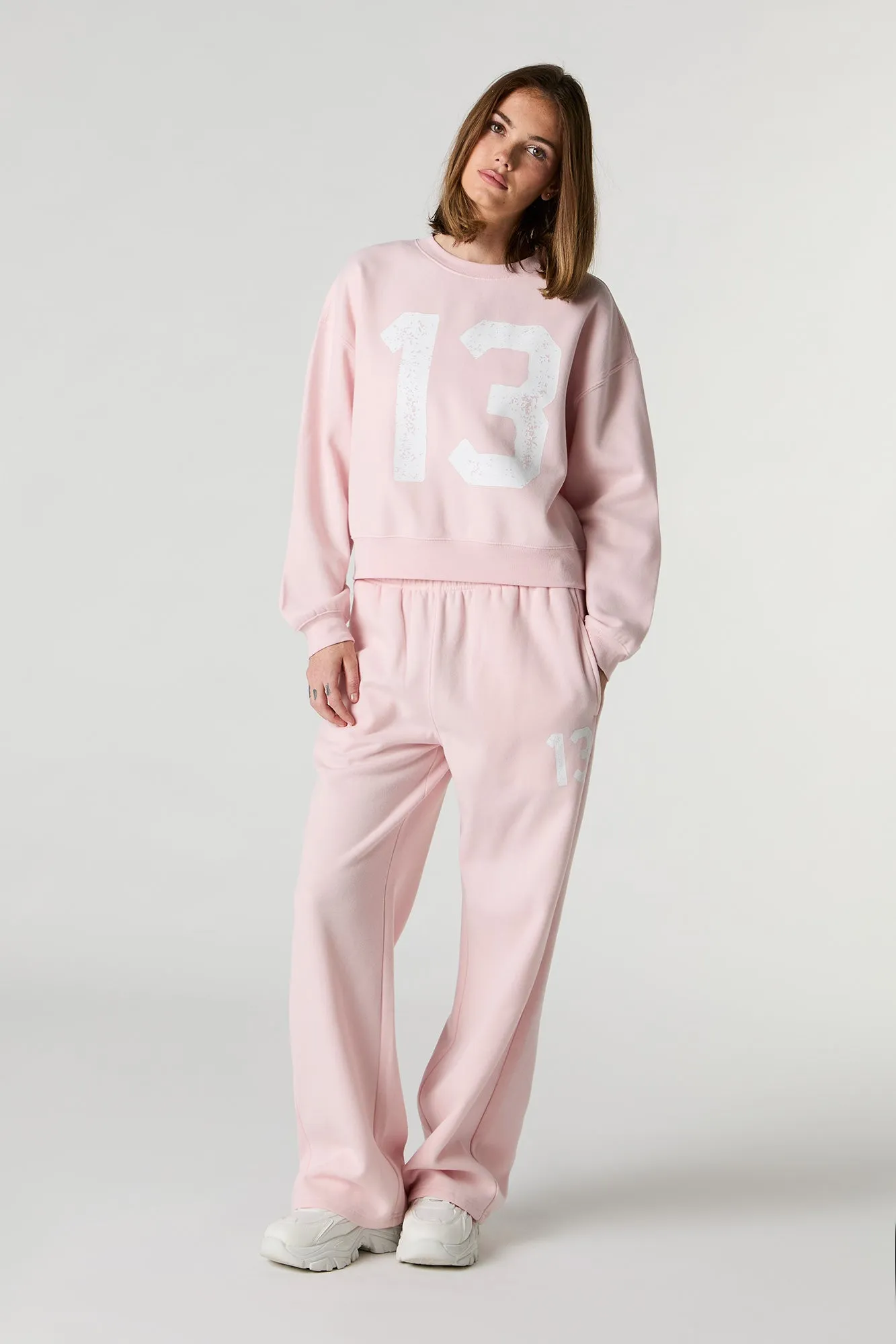 Fleece Varsity Wide Leg Sweatpant