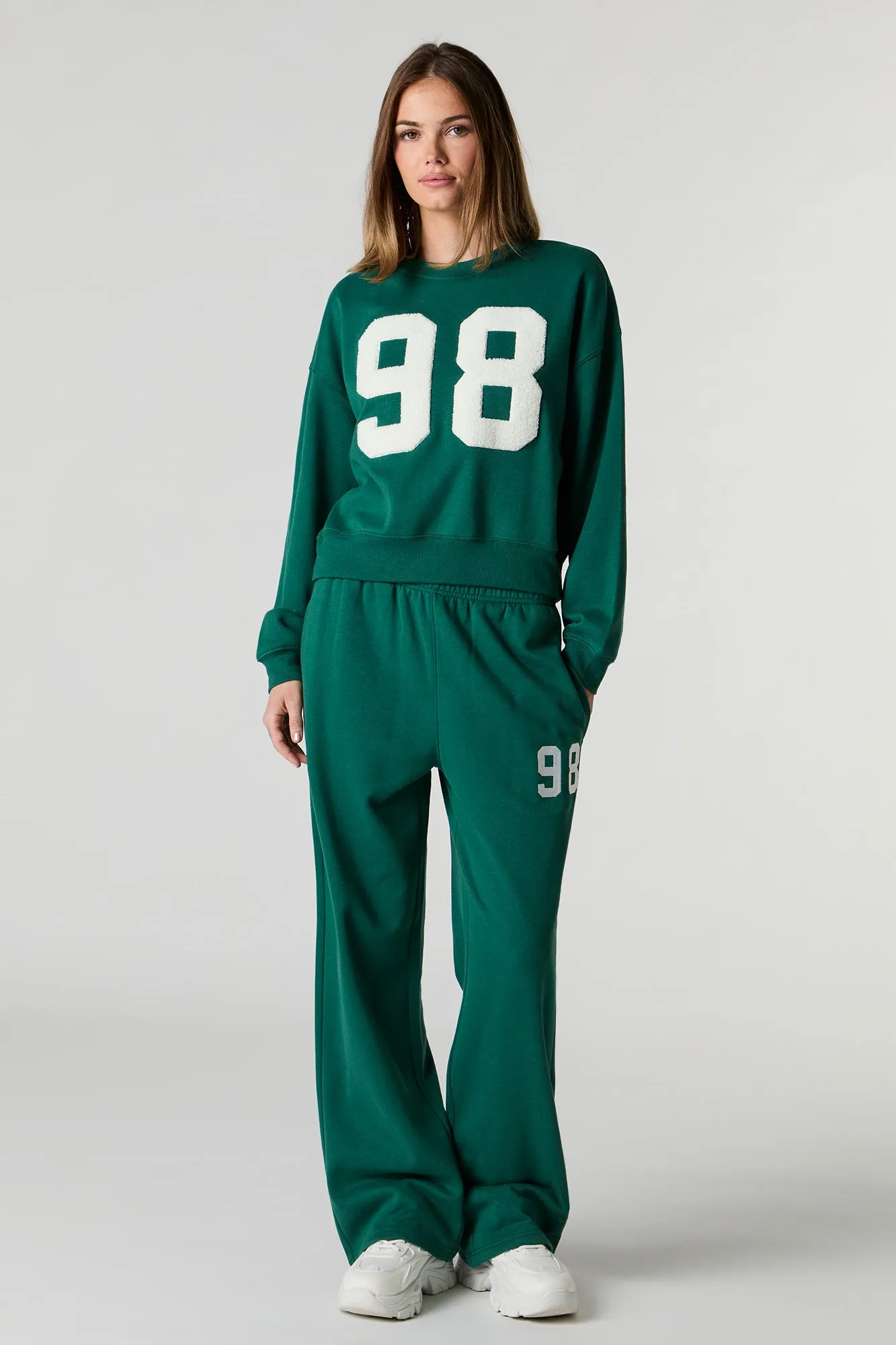 Fleece Varsity Wide Leg Sweatpant