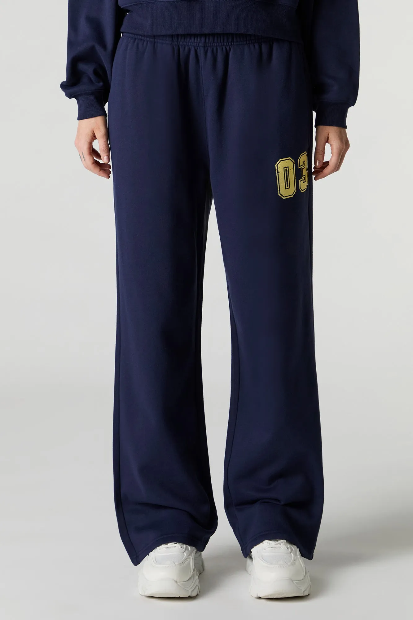 Fleece Varsity Wide Leg Sweatpant