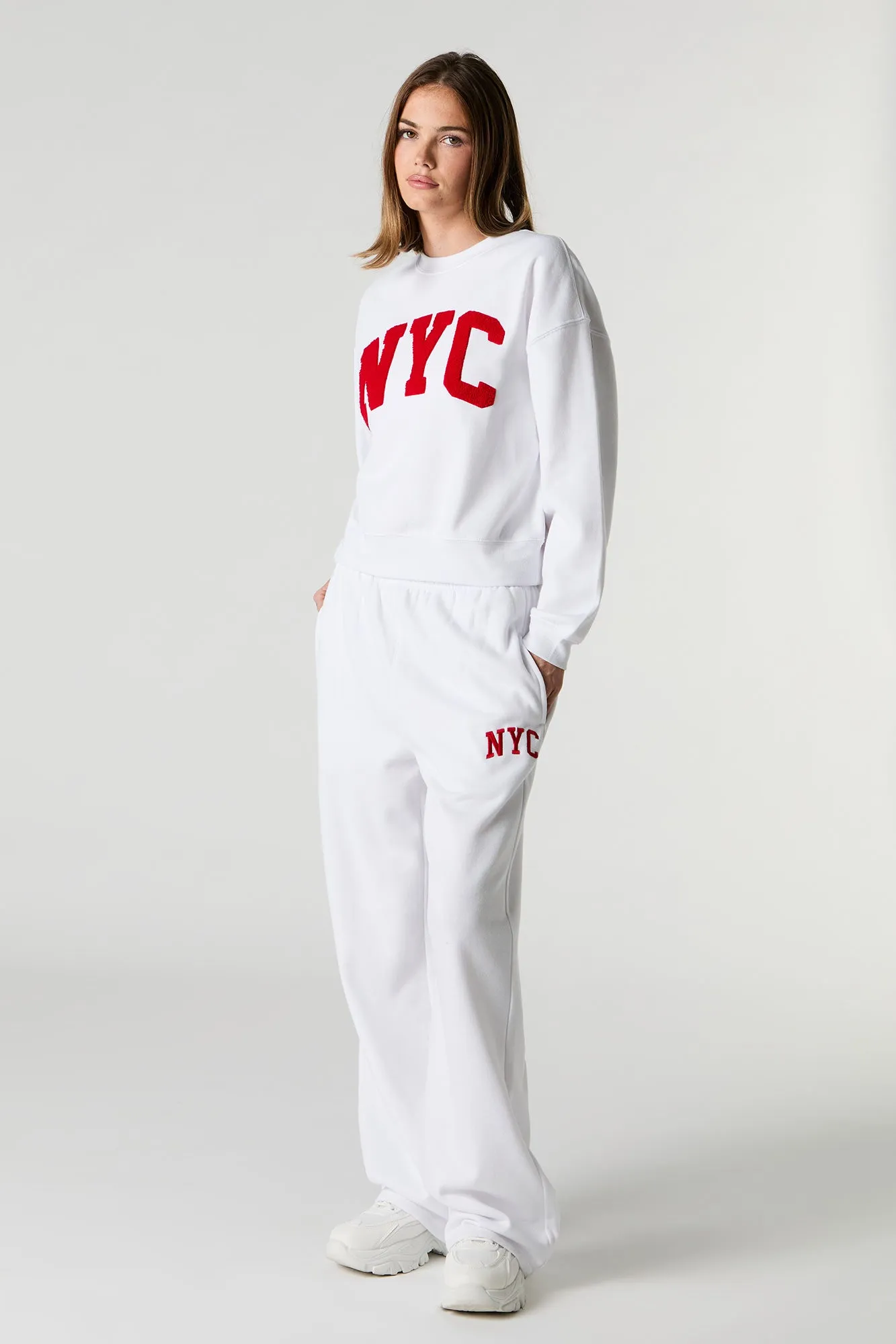 Fleece Varsity Wide Leg Sweatpant