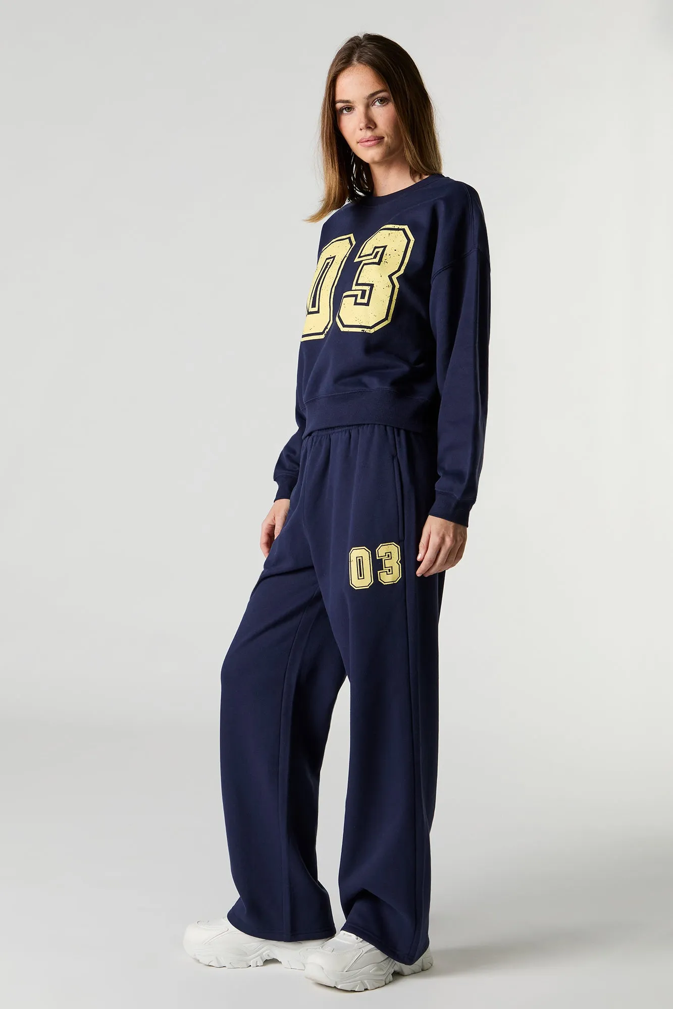 Fleece Varsity Wide Leg Sweatpant