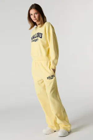 Fleece Varsity Wide Leg Sweatpant