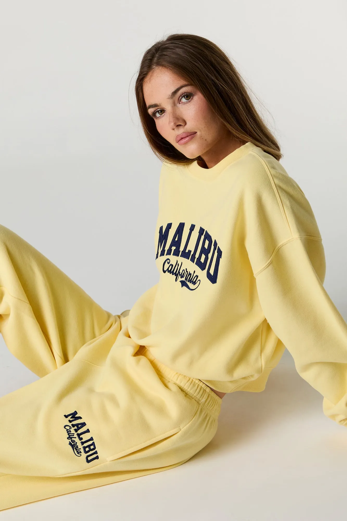Fleece Varsity Wide Leg Sweatpant