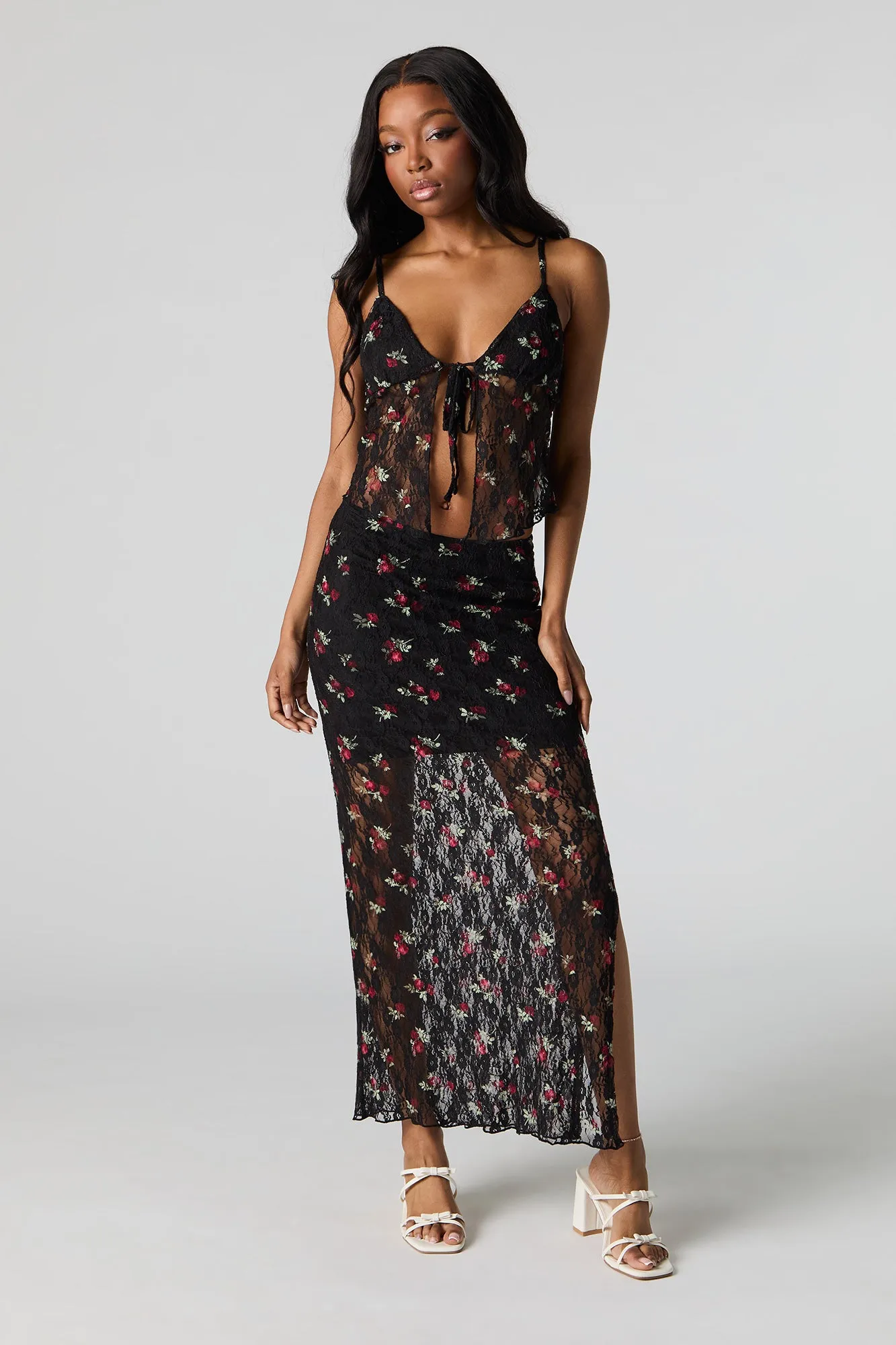 Floral Lace Flyaway Tank
