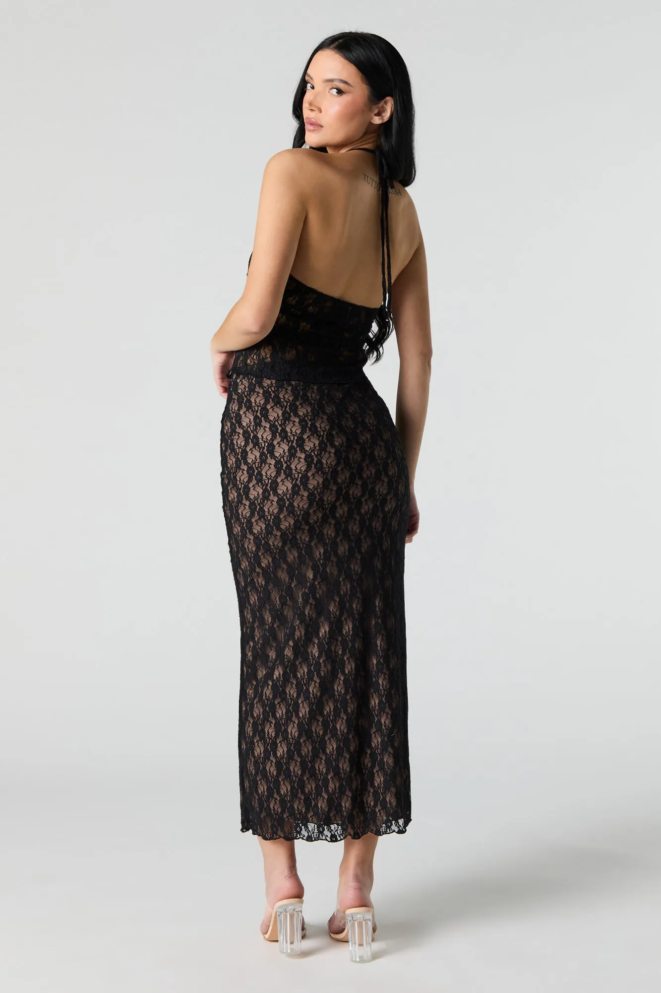 Floral Lace Midi Skirt