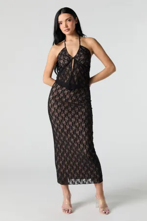 Floral Lace Midi Skirt