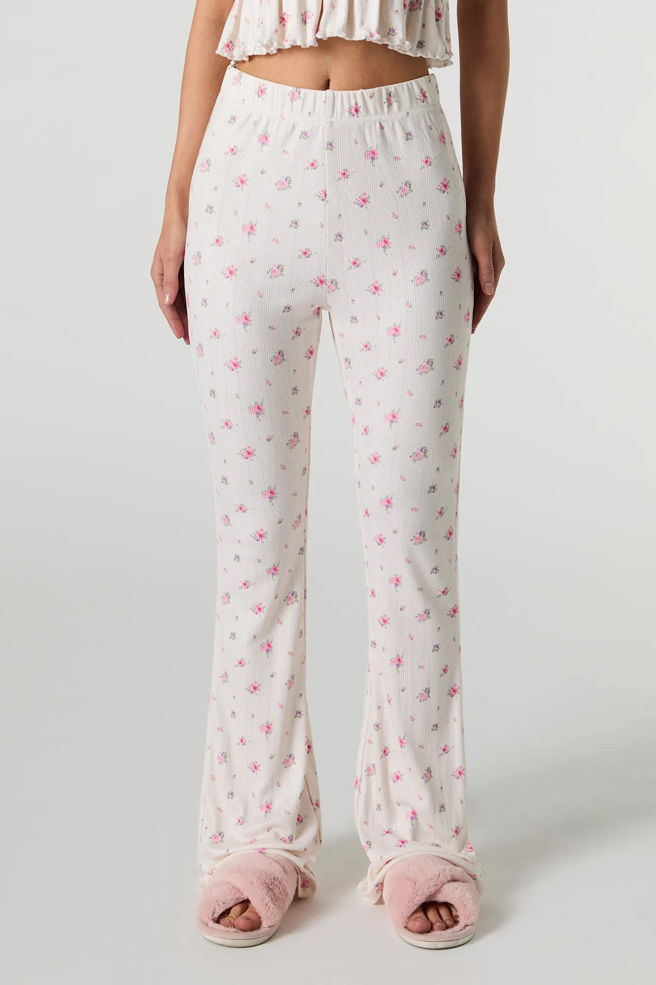 Floral Pointelle Knit Pajama Pant