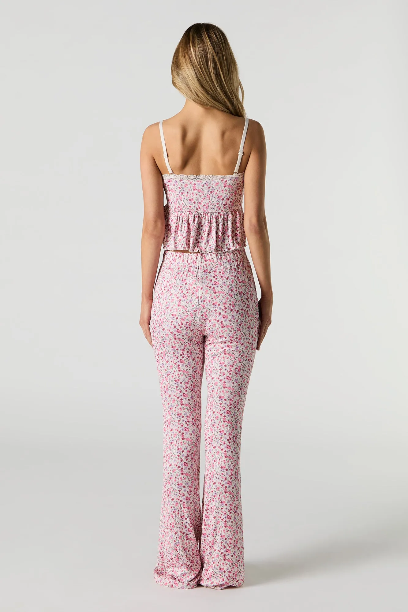 Floral Pointelle Knit Pajama Pant