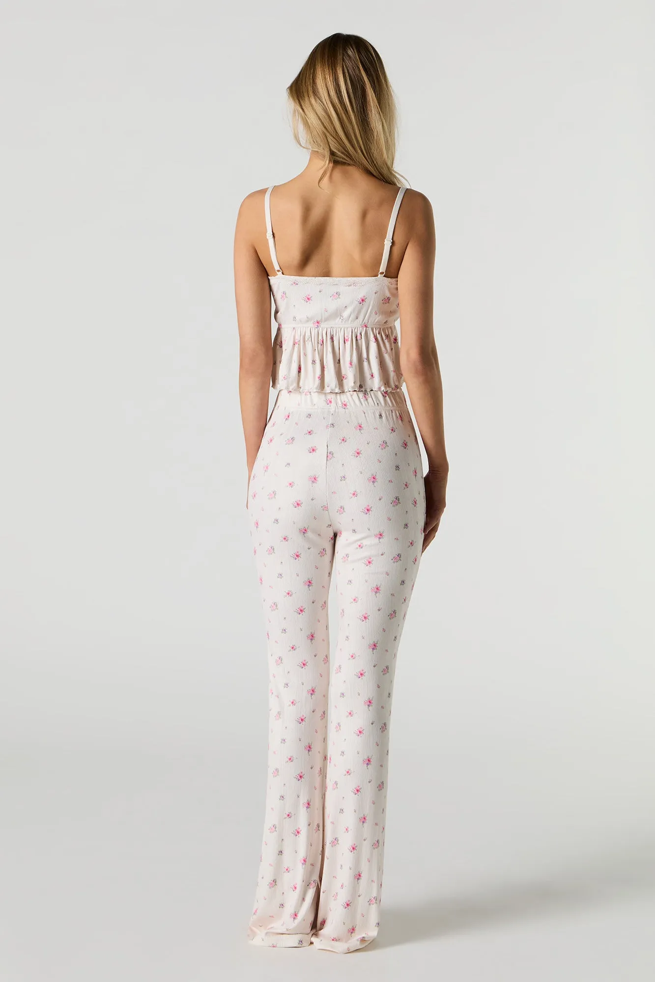 Floral Pointelle Knit Pajama Pant