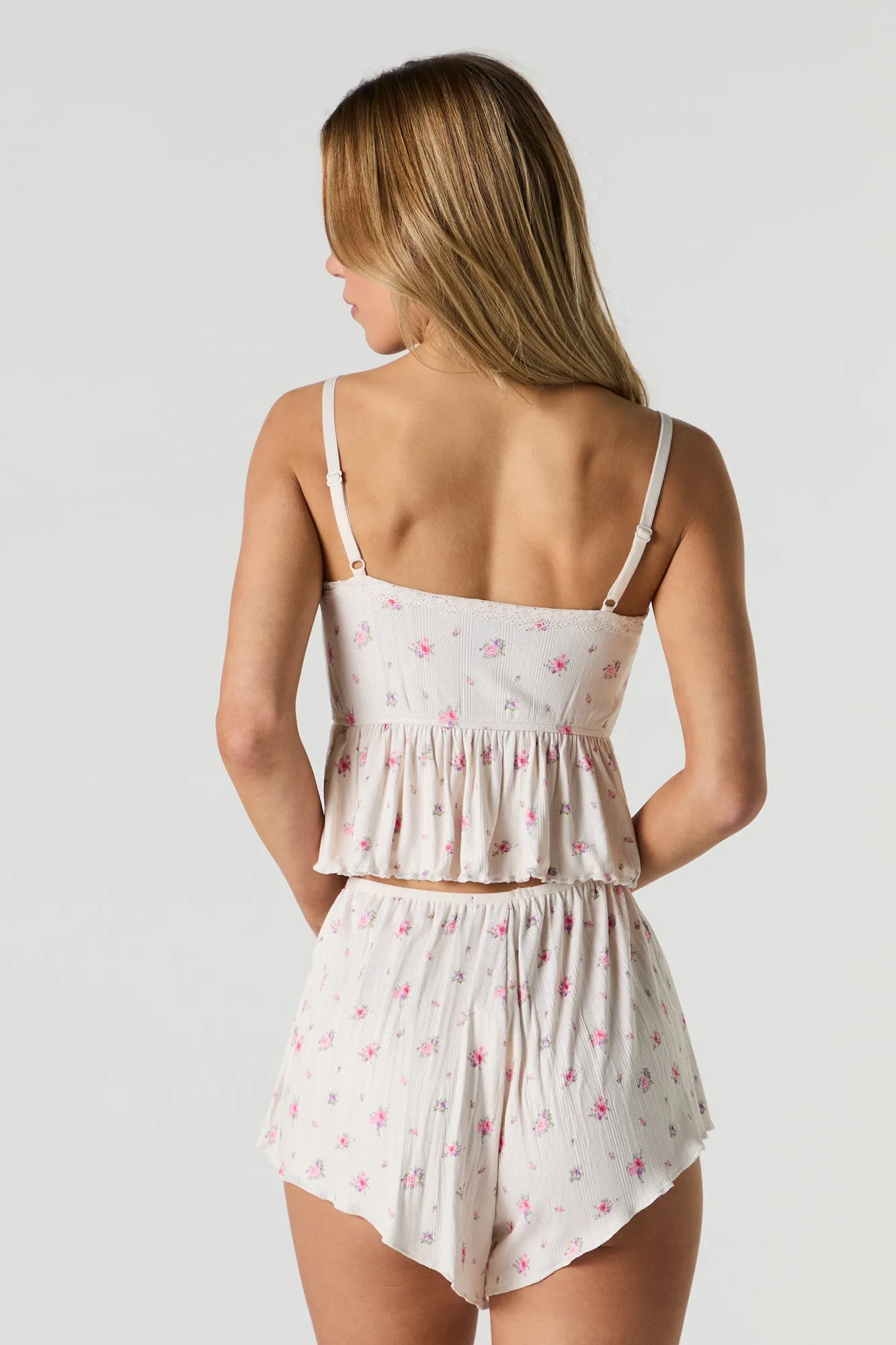Floral Pointelle Knit Pajama Short