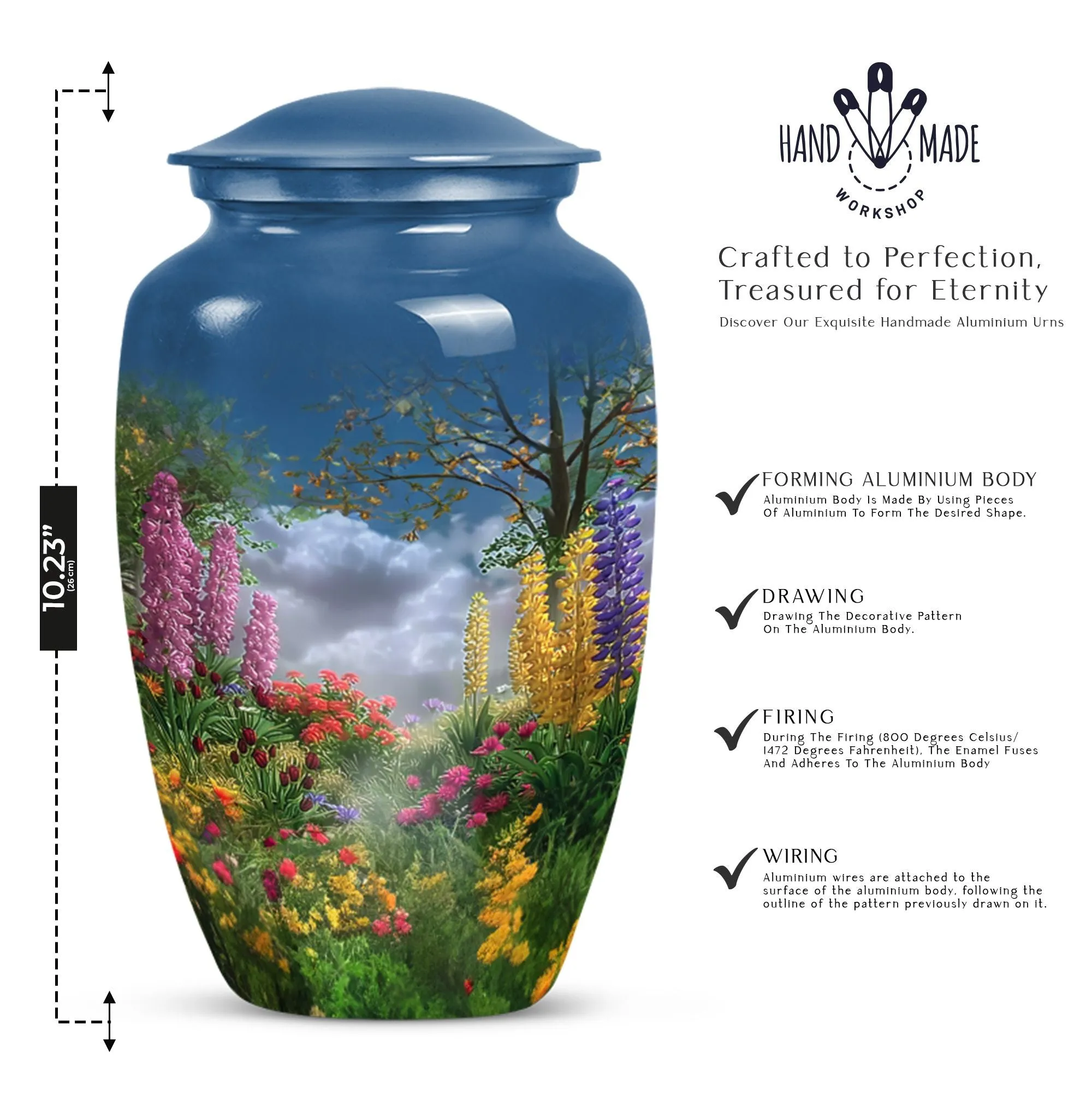 Flowers Memorial - Classic Cremation Urn for Women's Ashes